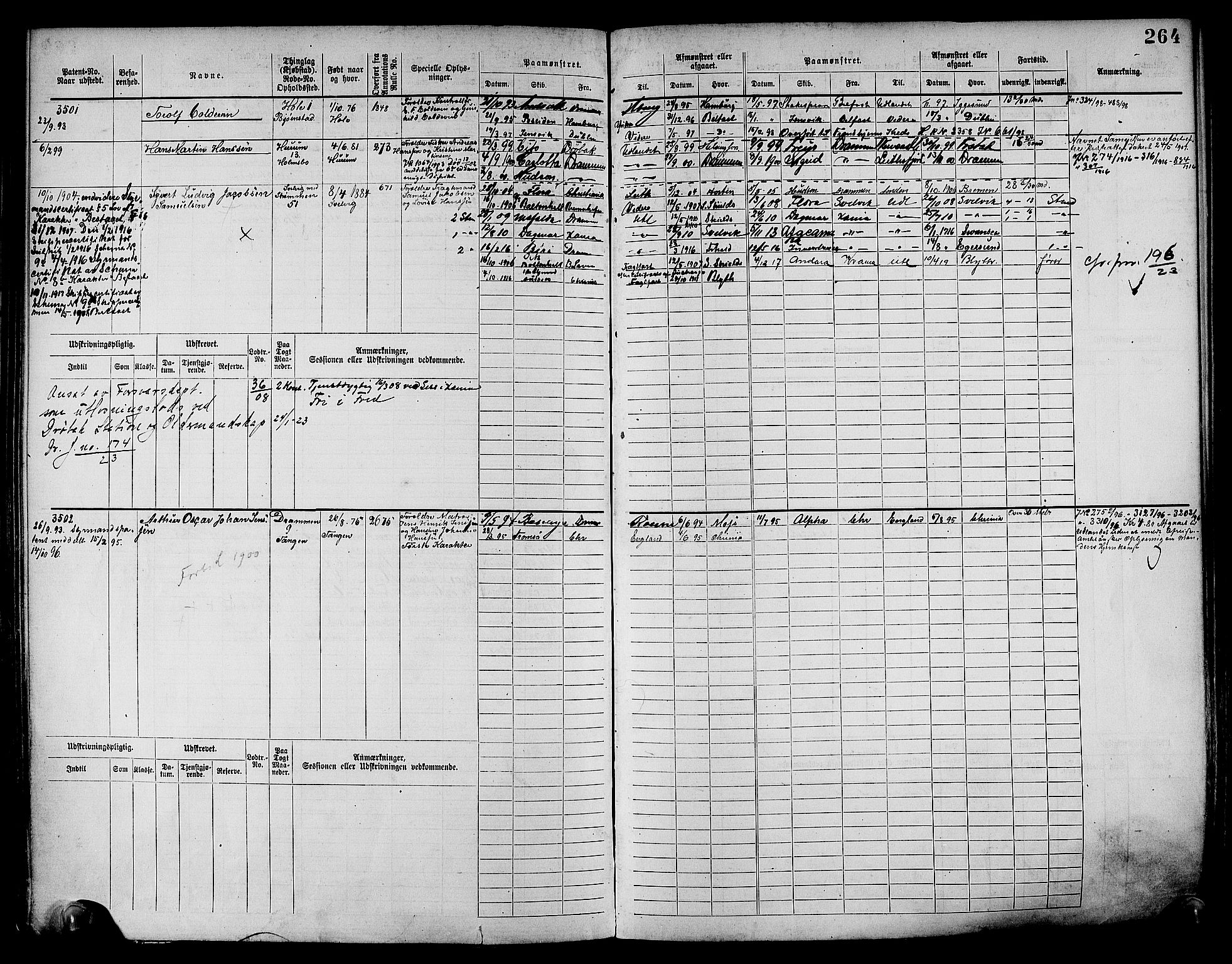 Drammen innrulleringsdistrikt, SAKO/A-781/F/Fc/L0004: Hovedrulle, 1885, s. 270