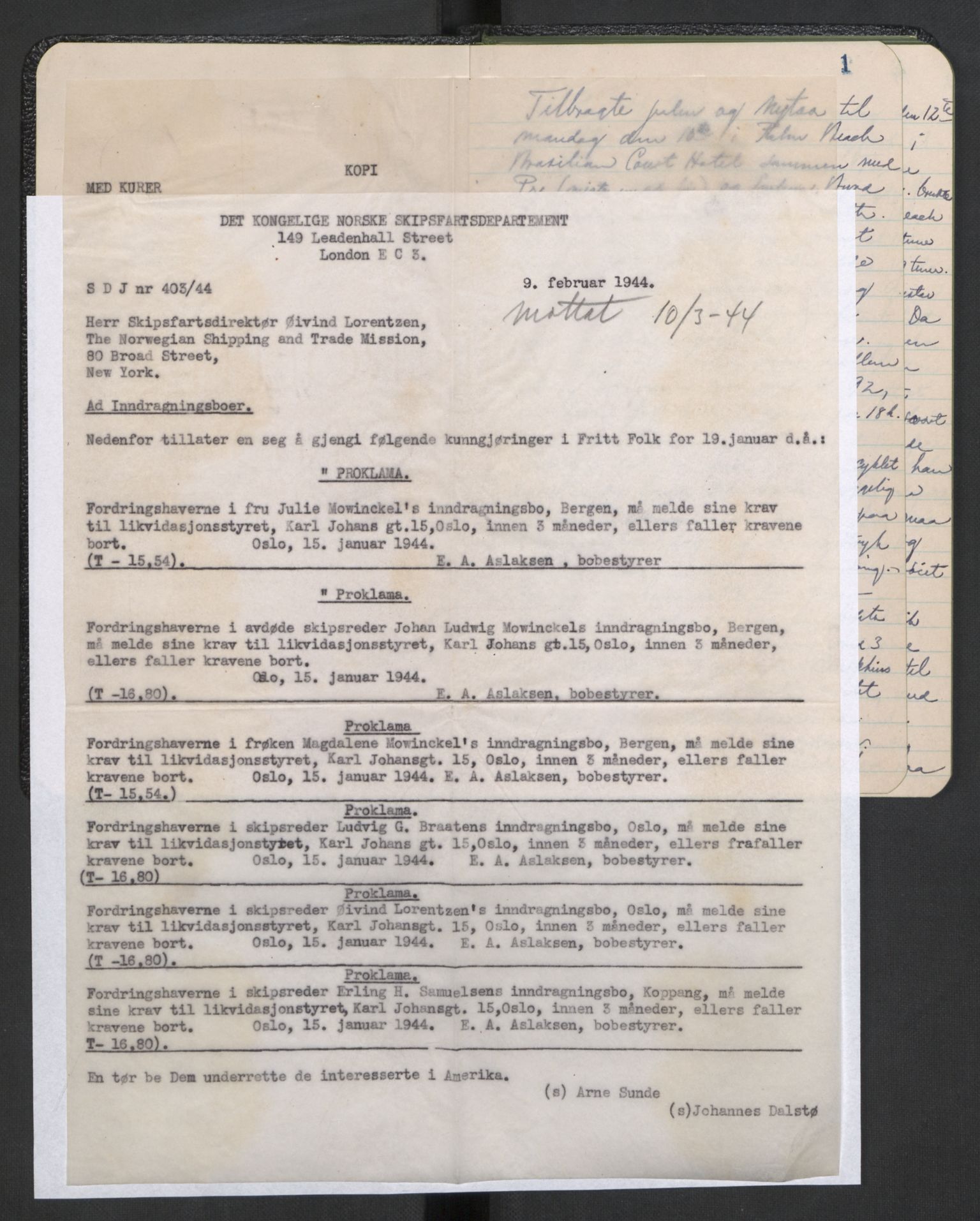 Lorentzen, Øivind, RA/PA-2046/F/L0002/0016: Dagbok nr. 11- 21 / Dagbok, 1944