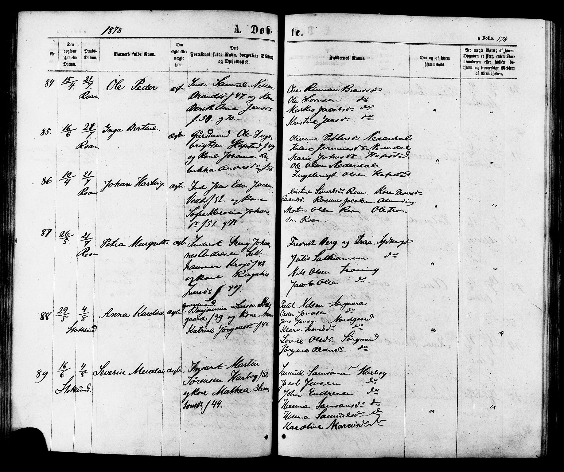 Ministerialprotokoller, klokkerbøker og fødselsregistre - Sør-Trøndelag, AV/SAT-A-1456/657/L0706: Ministerialbok nr. 657A07, 1867-1878, s. 174