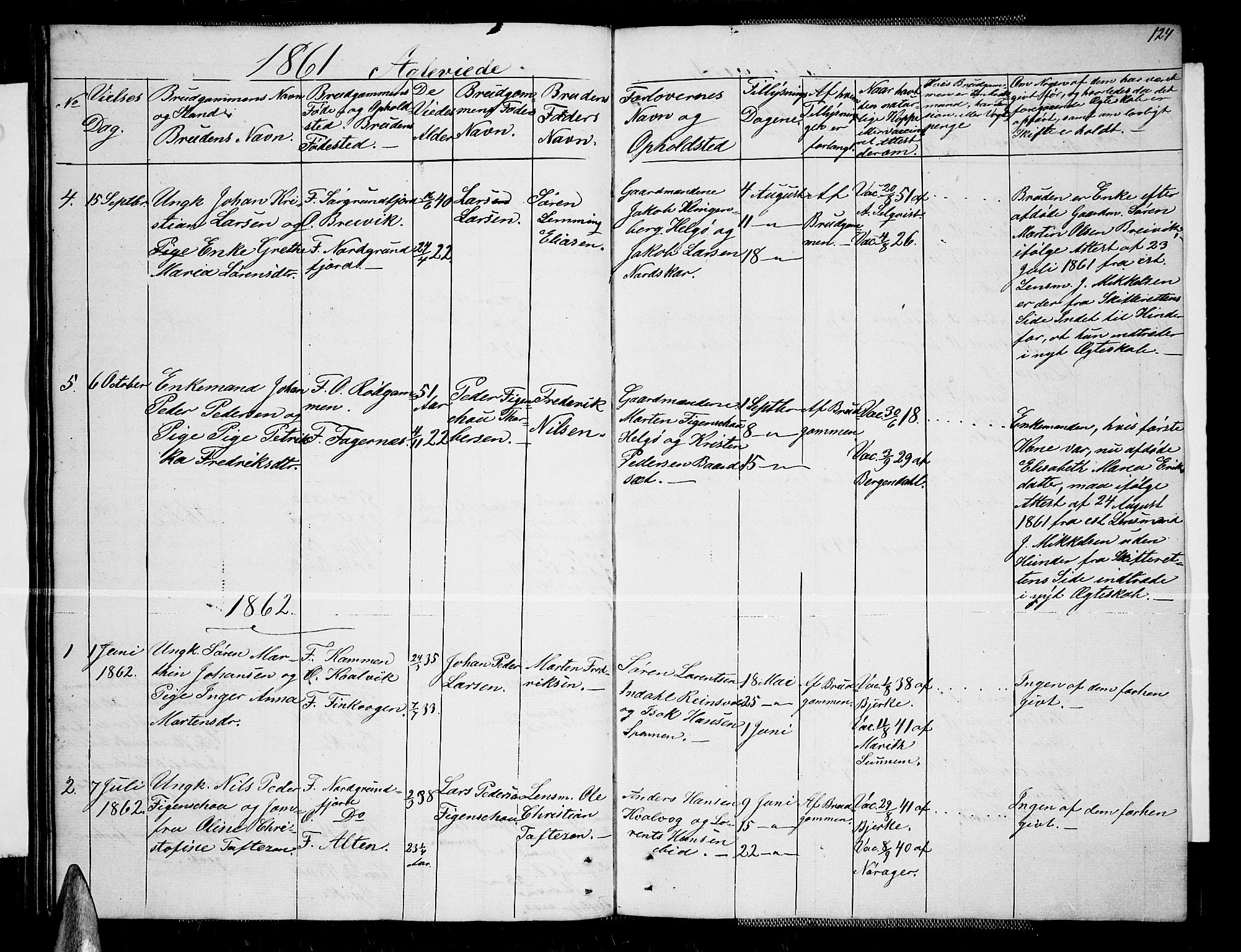 Karlsøy sokneprestembete, SATØ/S-1299/H/Ha/Hab/L0004klokker: Klokkerbok nr. 4, 1845-1870, s. 124