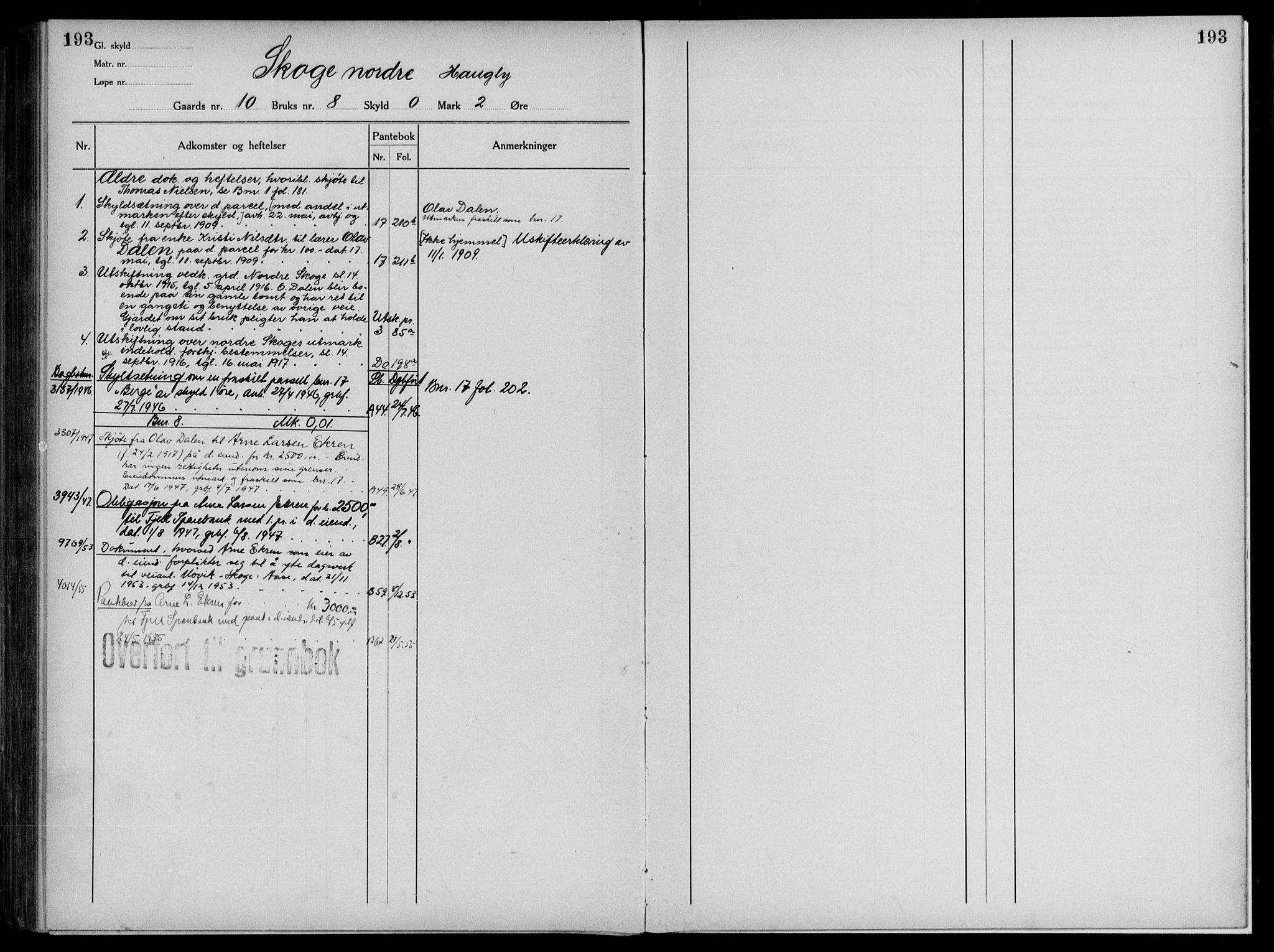 Midhordland sorenskriveri, AV/SAB-A-3001/1/G/Ga/Gab/L0085a: Panteregister nr. II.A.b.85a, s. 193