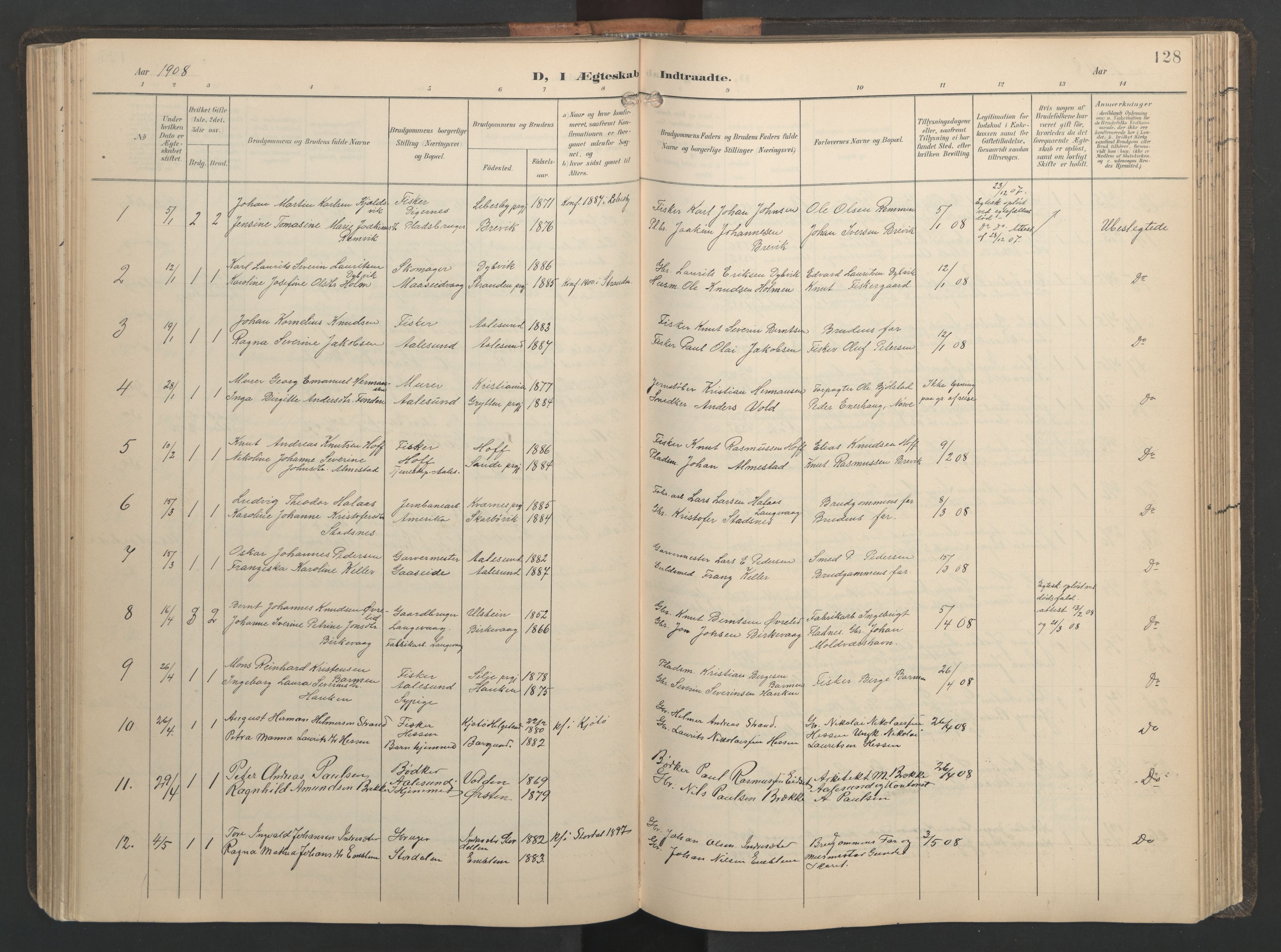 Ministerialprotokoller, klokkerbøker og fødselsregistre - Møre og Romsdal, SAT/A-1454/528/L0433: Klokkerbok nr. 528C14, 1899-1922, s. 128