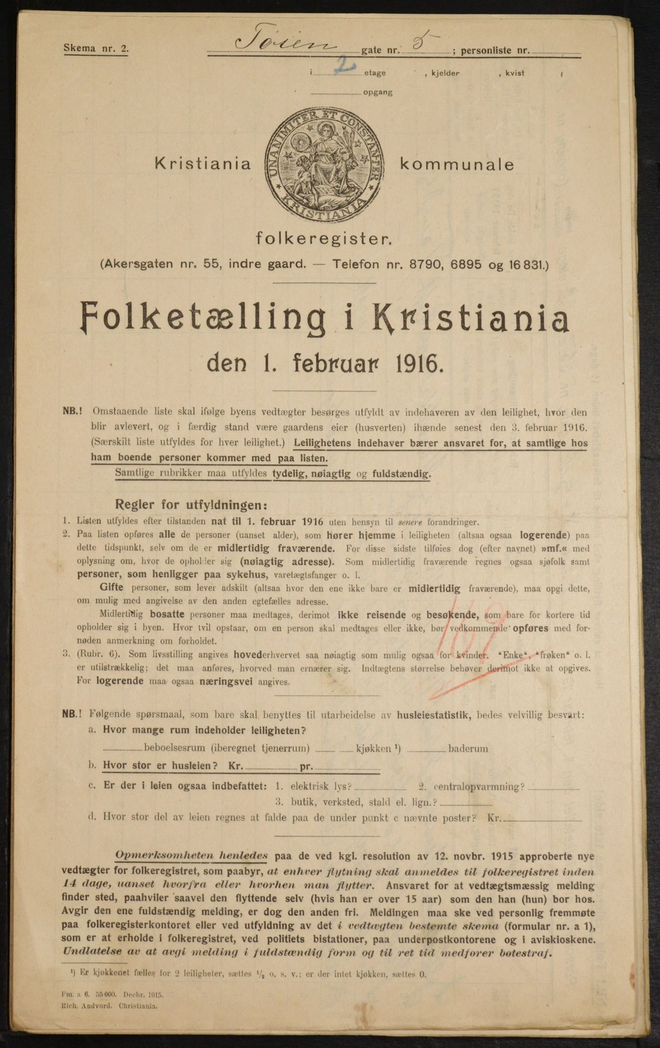 OBA, Kommunal folketelling 1.2.1916 for Kristiania, 1916, s. 120683