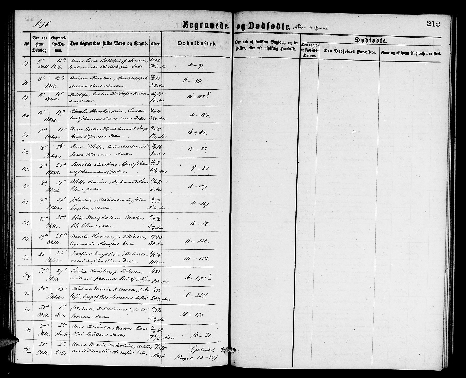 Domkirken sokneprestembete, AV/SAB-A-74801/H/Hab/L0040: Klokkerbok nr. E 4, 1868-1877, s. 212