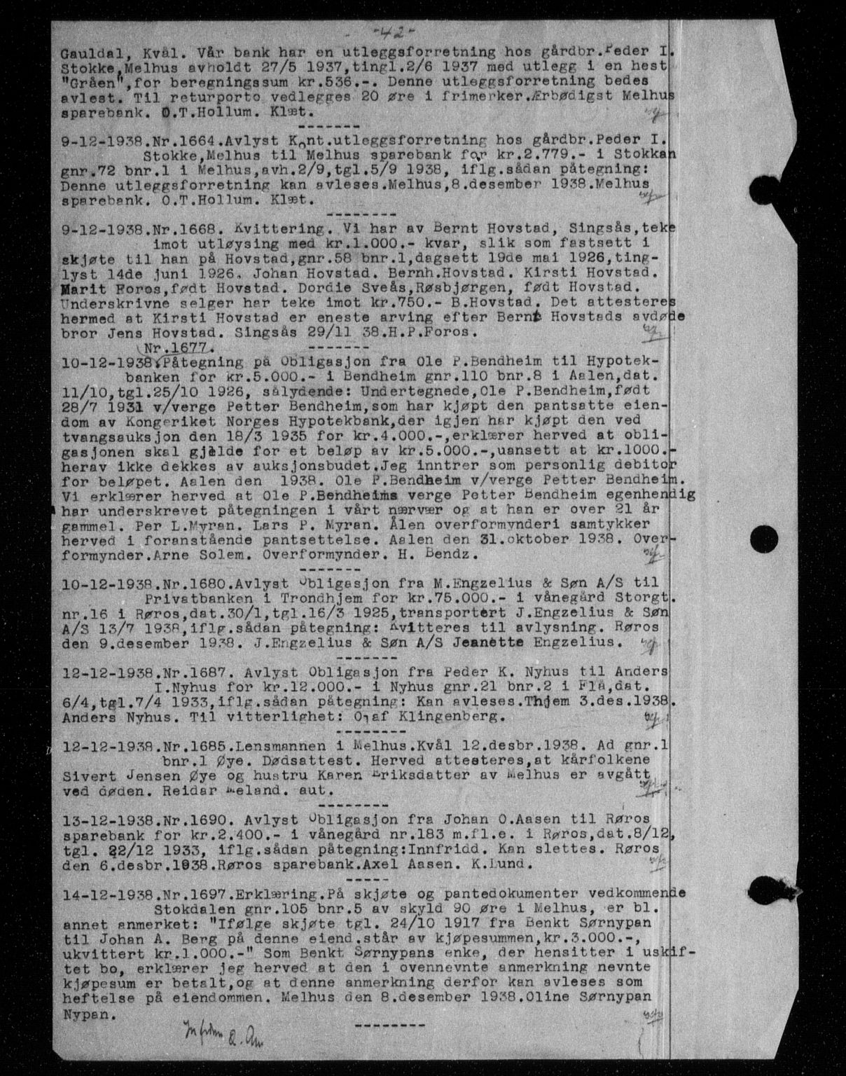 Gauldal sorenskriveri, SAT/A-0014/1/2/2C/L0050: Pantebok nr. 54-55, 1939-1939, Dagboknr: 1664/1938