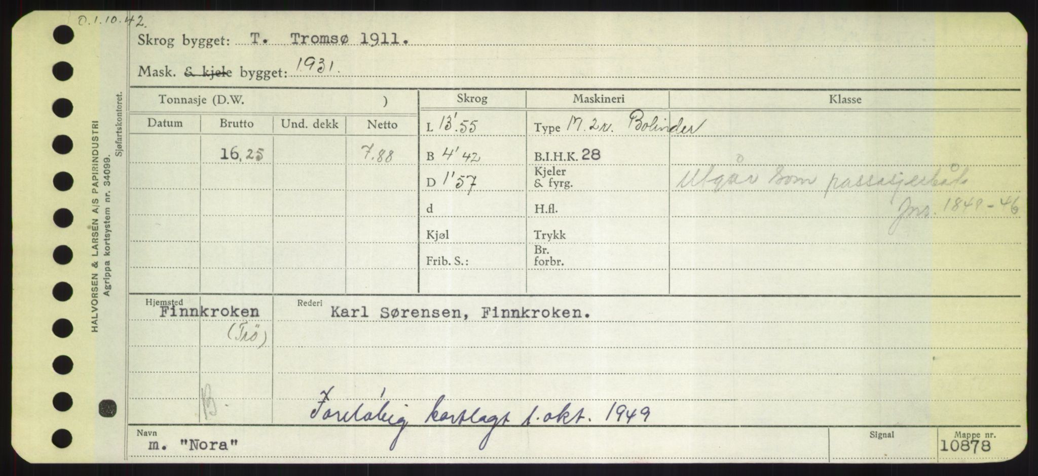 Sjøfartsdirektoratet med forløpere, Skipsmålingen, RA/S-1627/H/Hd/L0026: Fartøy, N-Norhol, s. 341