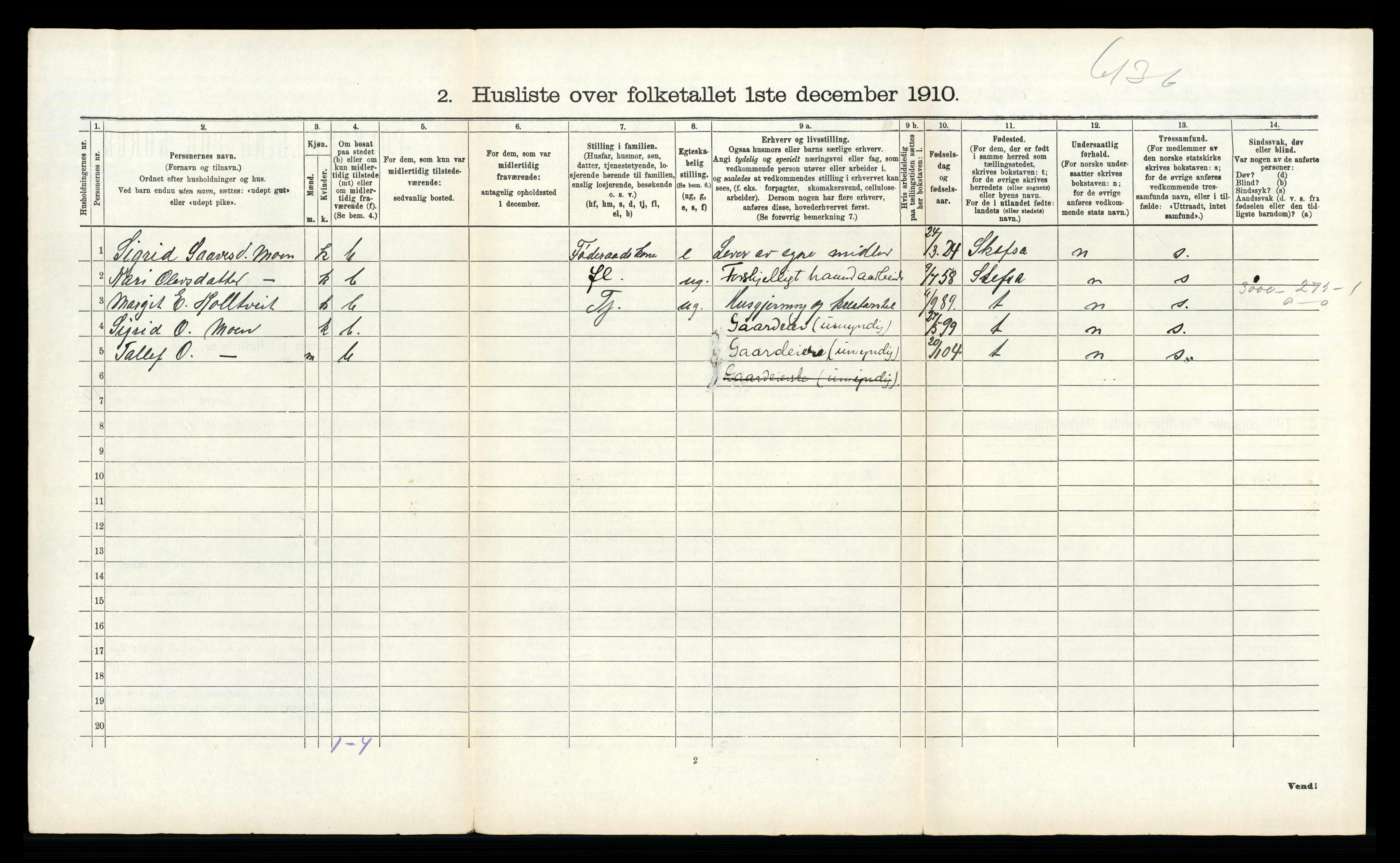 RA, Folketelling 1910 for 0829 Kviteseid herred, 1910, s. 1137