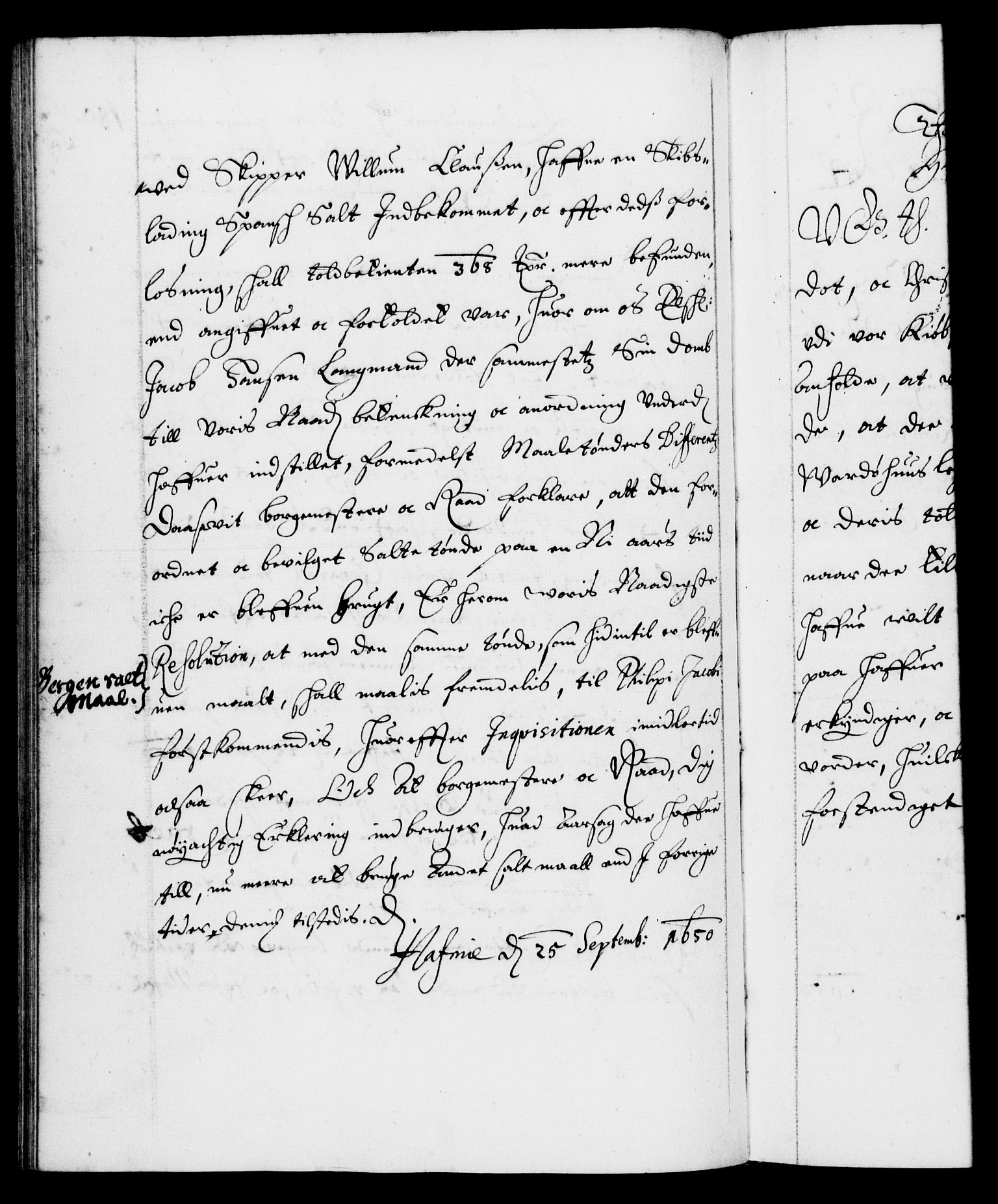 Danske Kanselli 1572-1799, AV/RA-EA-3023/F/Fc/Fca/Fcab/L0008: Norske tegnelser (mikrofilm), 1648-1652, s. 180b
