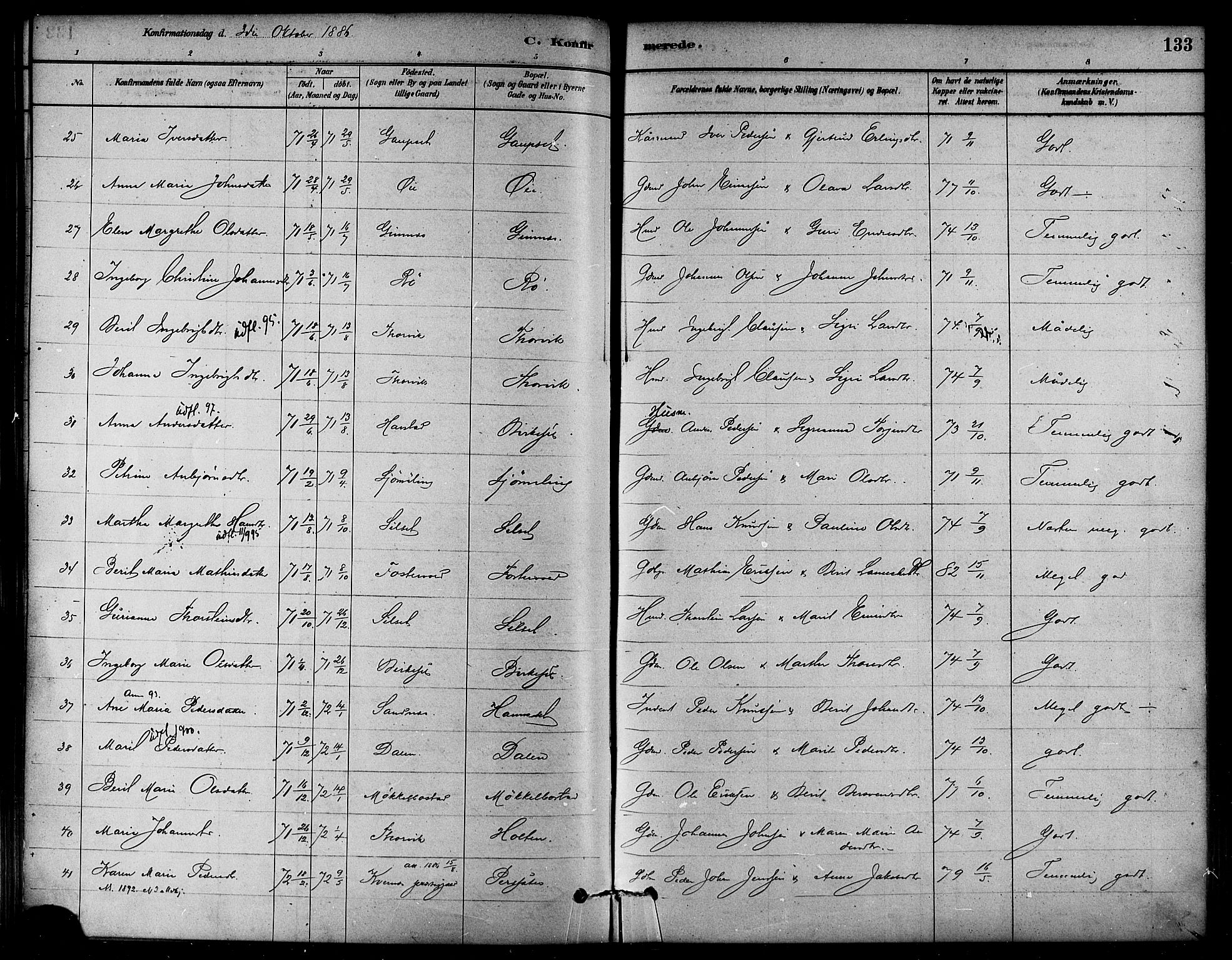 Ministerialprotokoller, klokkerbøker og fødselsregistre - Møre og Romsdal, SAT/A-1454/584/L0967: Ministerialbok nr. 584A07, 1879-1894, s. 133