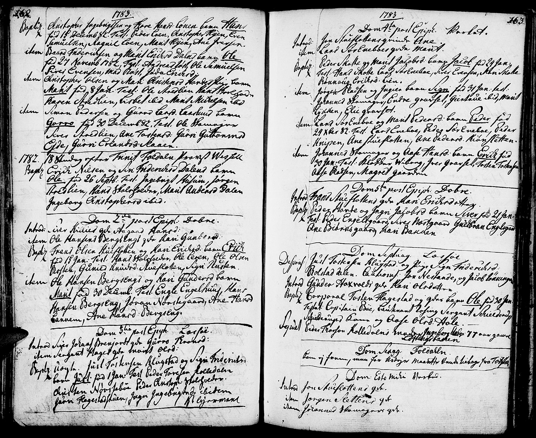 Lesja prestekontor, AV/SAH-PREST-068/H/Ha/Haa/L0003: Ministerialbok nr. 3, 1777-1819, s. 162-163