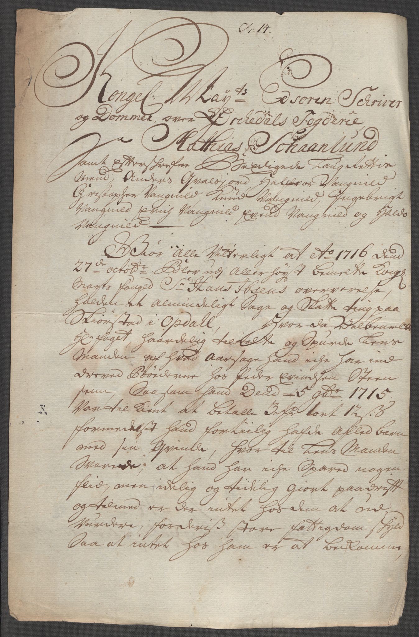 Rentekammeret inntil 1814, Reviderte regnskaper, Fogderegnskap, AV/RA-EA-4092/R60/L3968: Fogderegnskap Orkdal og Gauldal, 1716, s. 180