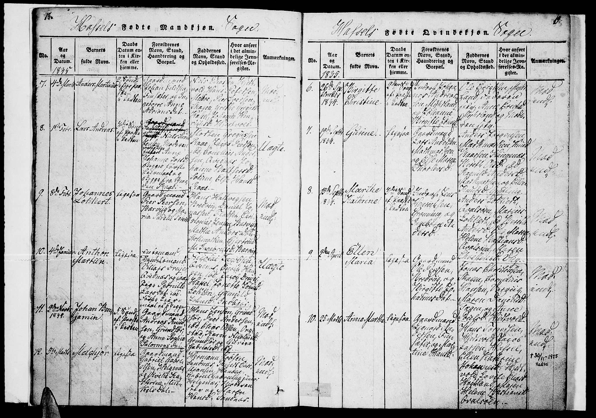 Ministerialprotokoller, klokkerbøker og fødselsregistre - Nordland, AV/SAT-A-1459/888/L1263: Klokkerbok nr. 888C02 /1, 1820-1850, s. 18-19