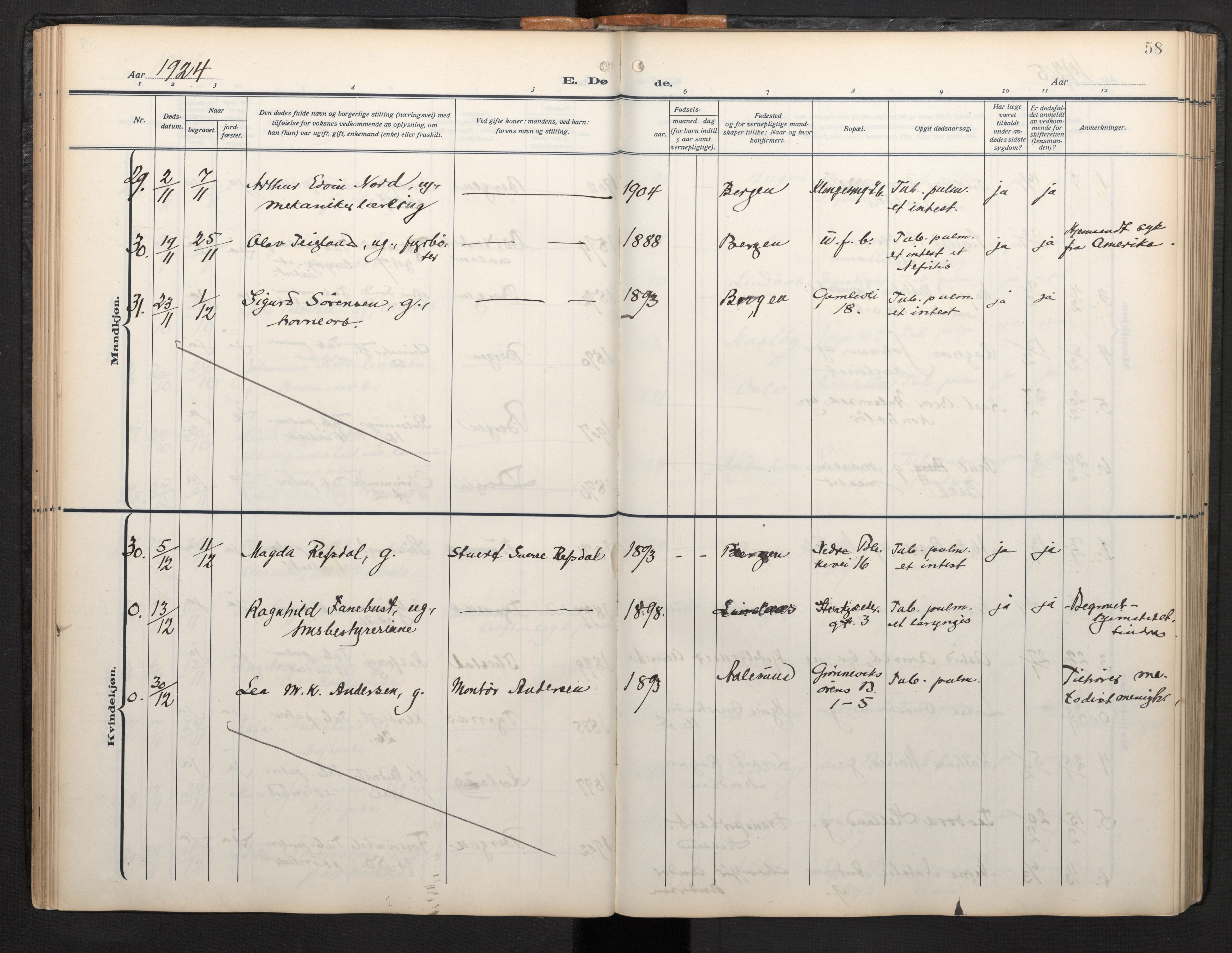 Arkivreferanse mangler*, SAB/-: Ministerialbok nr. A 1, 1912-1957, s. 57b-58a