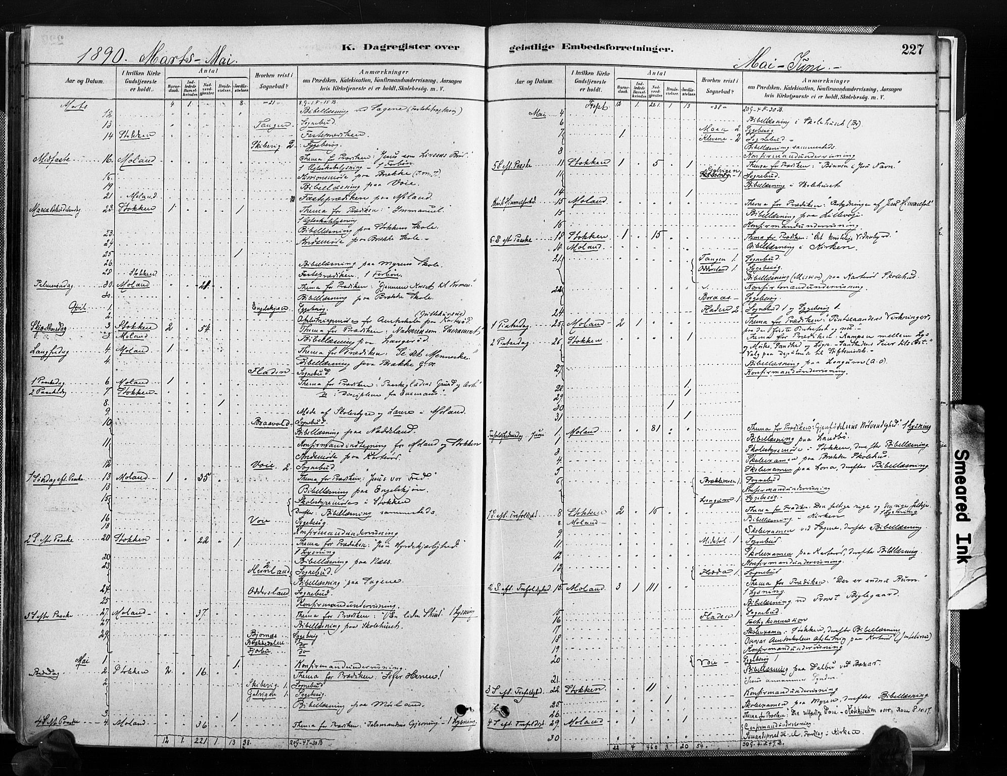 Austre Moland sokneprestkontor, SAK/1111-0001/F/Fa/Faa/L0010: Ministerialbok nr. A 10, 1880-1904, s. 227