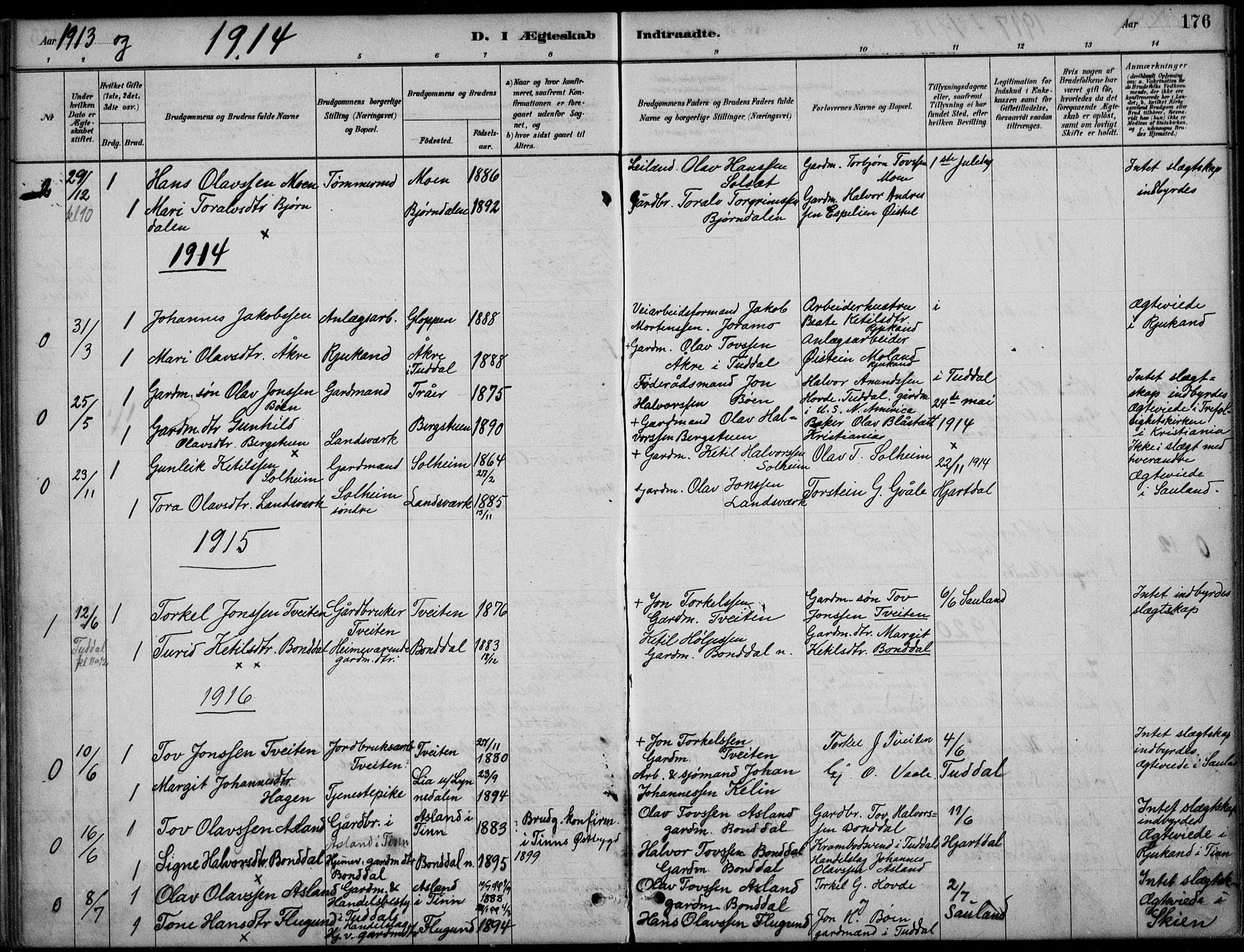 Hjartdal kirkebøker, AV/SAKO-A-270/F/Fc/L0002: Ministerialbok nr. III 2, 1880-1936, s. 176