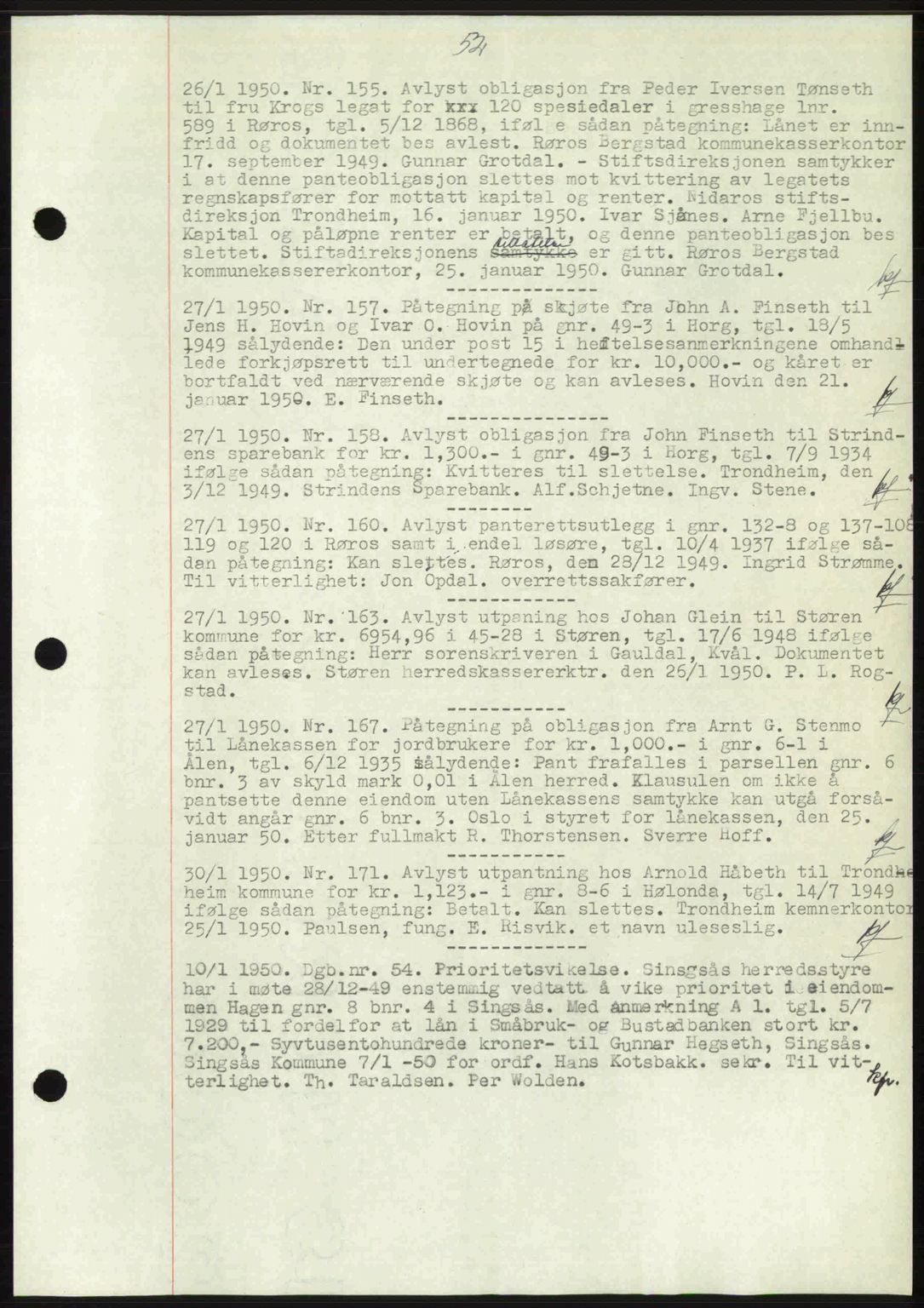 Gauldal sorenskriveri, SAT/A-0014/1/2/2C: Pantebok nr. A9, 1949-1950, Dagboknr: 155/1950
