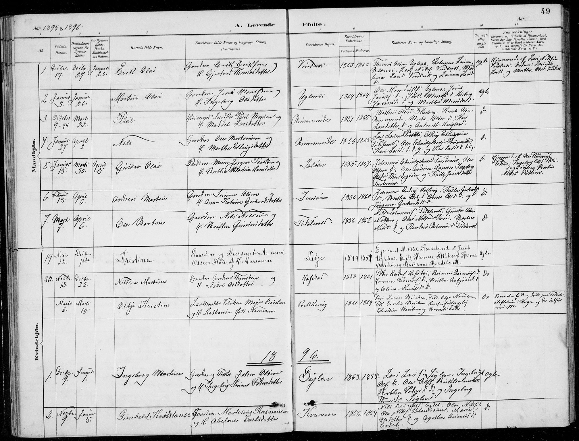Fitjar sokneprestembete, AV/SAB-A-99926: Klokkerbok nr. A 2, 1887-1906, s. 49