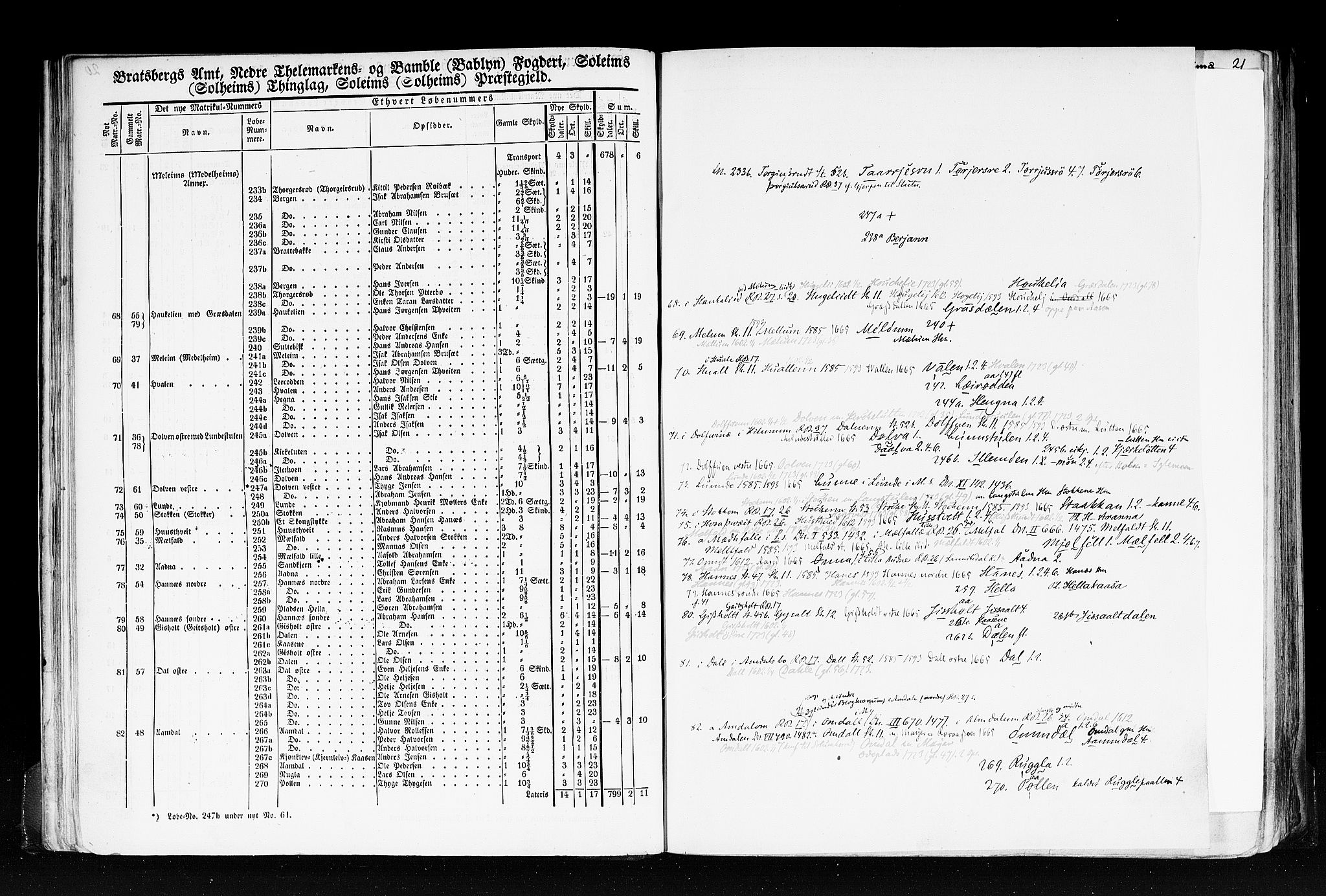 Rygh, RA/PA-0034/F/Fb/L0007: Matrikkelen for 1838 - Bratsberg amt (Telemark fylke), 1838, s. 20b