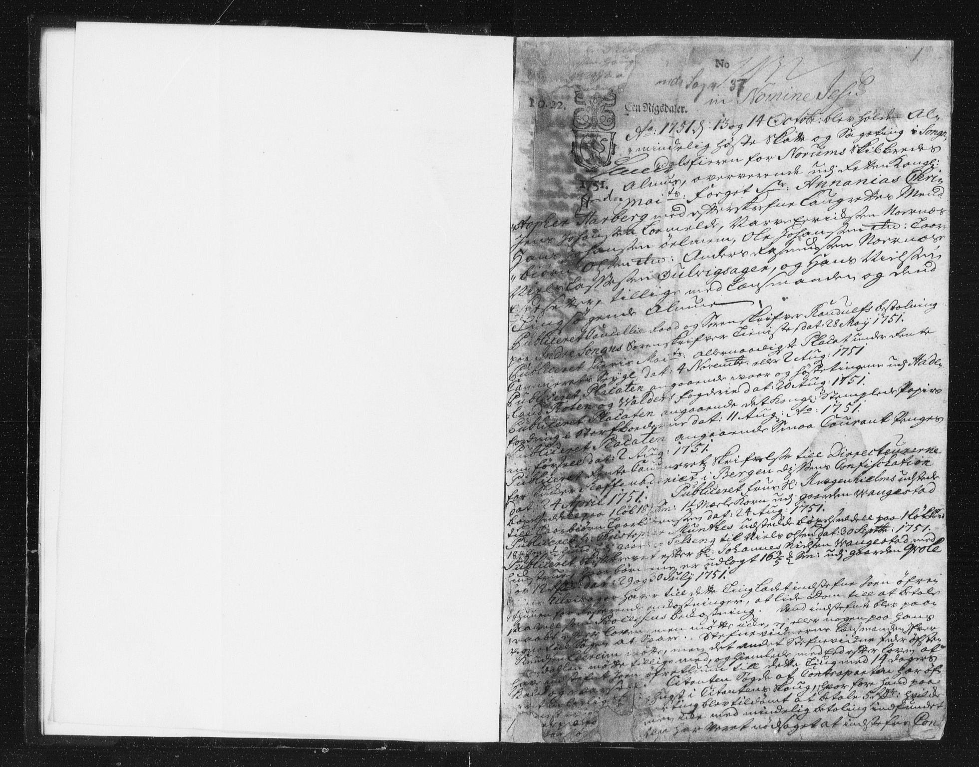 Indre Sogn tingrett, AV/SAB-A-3301/1/F/Fa/L0037: Tingbok 37, 1751-1756, s. 0b-1a