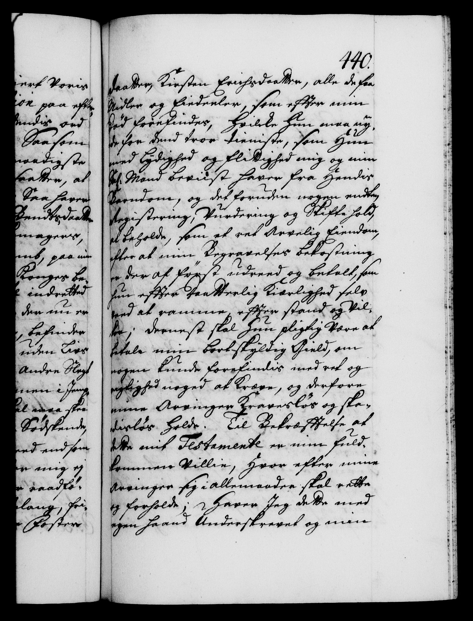 Danske Kanselli 1572-1799, AV/RA-EA-3023/F/Fc/Fca/Fcaa/L0019: Norske registre, 1704-1707, s. 440a