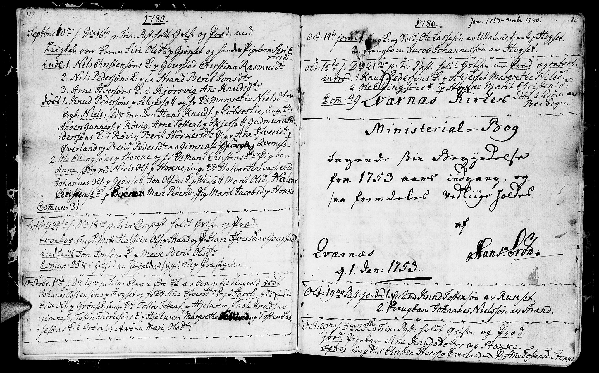 Ministerialprotokoller, klokkerbøker og fødselsregistre - Møre og Romsdal, AV/SAT-A-1454/568/L0798: Ministerialbok nr. 568A07, 1753-1780, s. 219-220