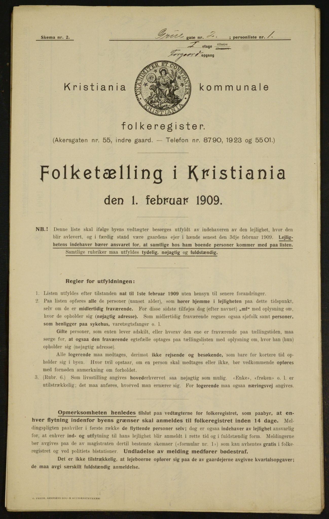 OBA, Kommunal folketelling 1.2.1909 for Kristiania kjøpstad, 1909, s. 27486