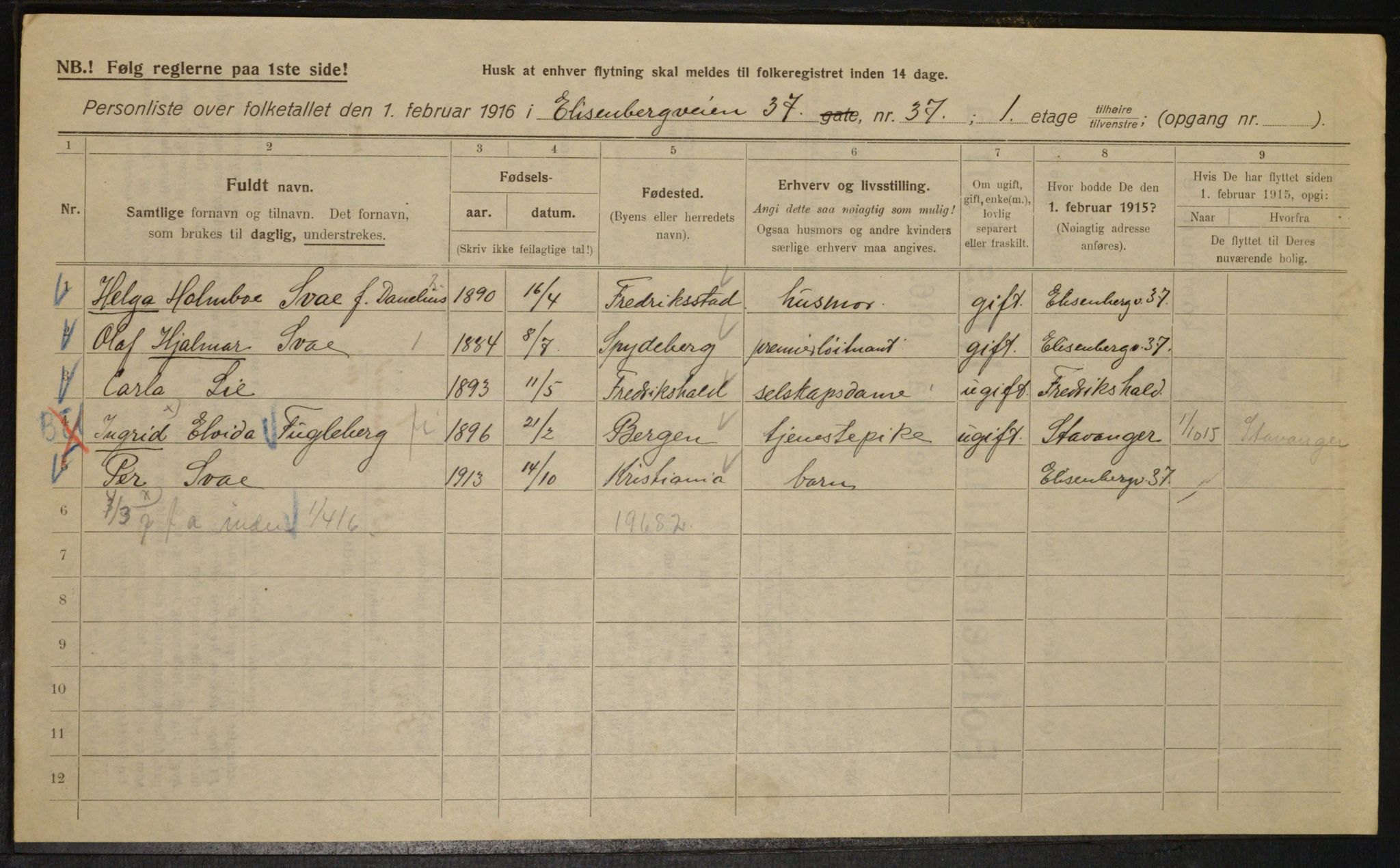 OBA, Kommunal folketelling 1.2.1916 for Kristiania, 1916, s. 21184