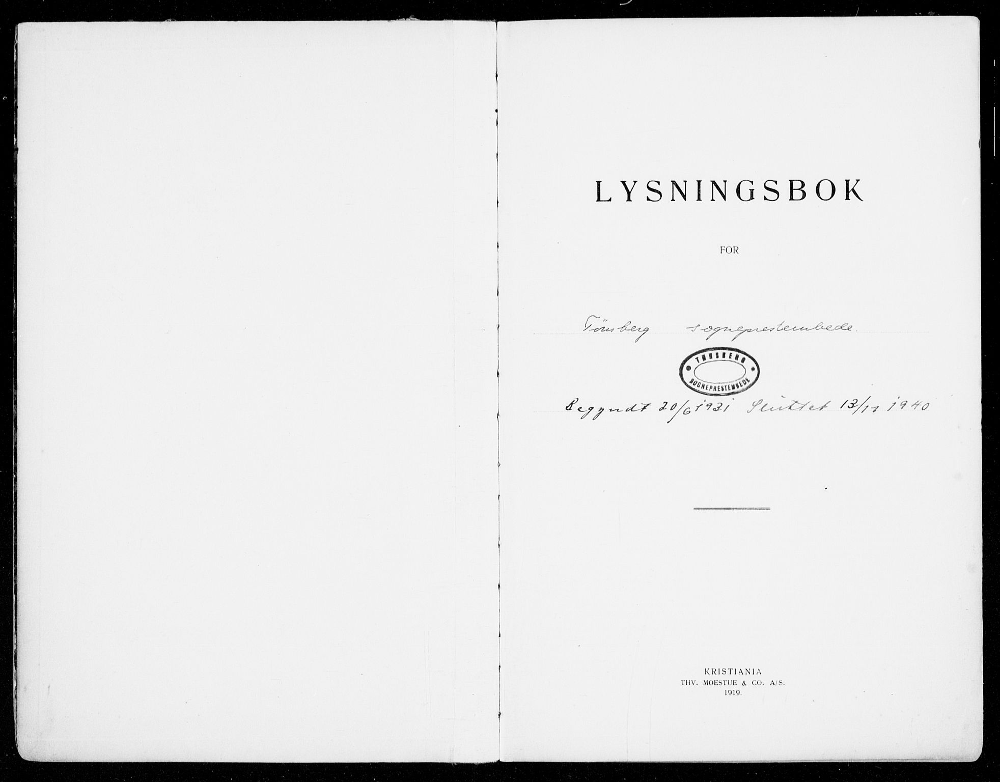 Tønsberg kirkebøker, AV/SAKO-A-330/H/Ha/L0008: Lysningsprotokoll nr. 8, 1931-1940