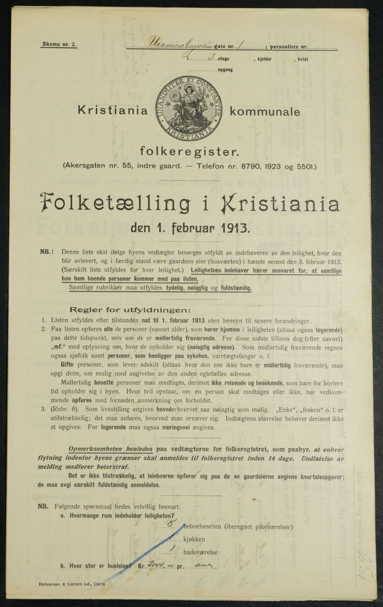 OBA, Kommunal folketelling 1.2.1913 for Kristiania, 1913, s. 120277