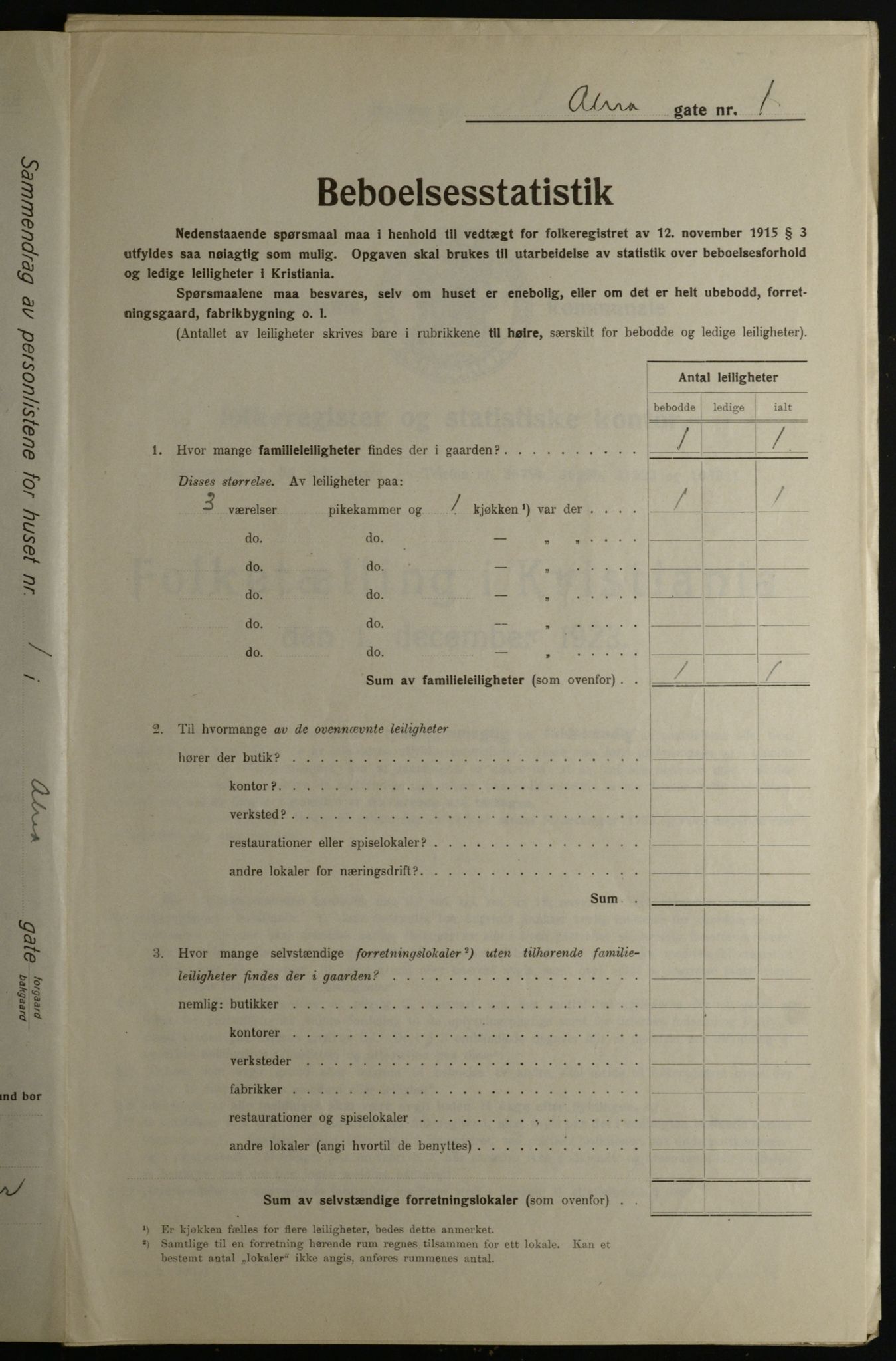 OBA, Kommunal folketelling 1.12.1923 for Kristiania, 1923, s. 1415