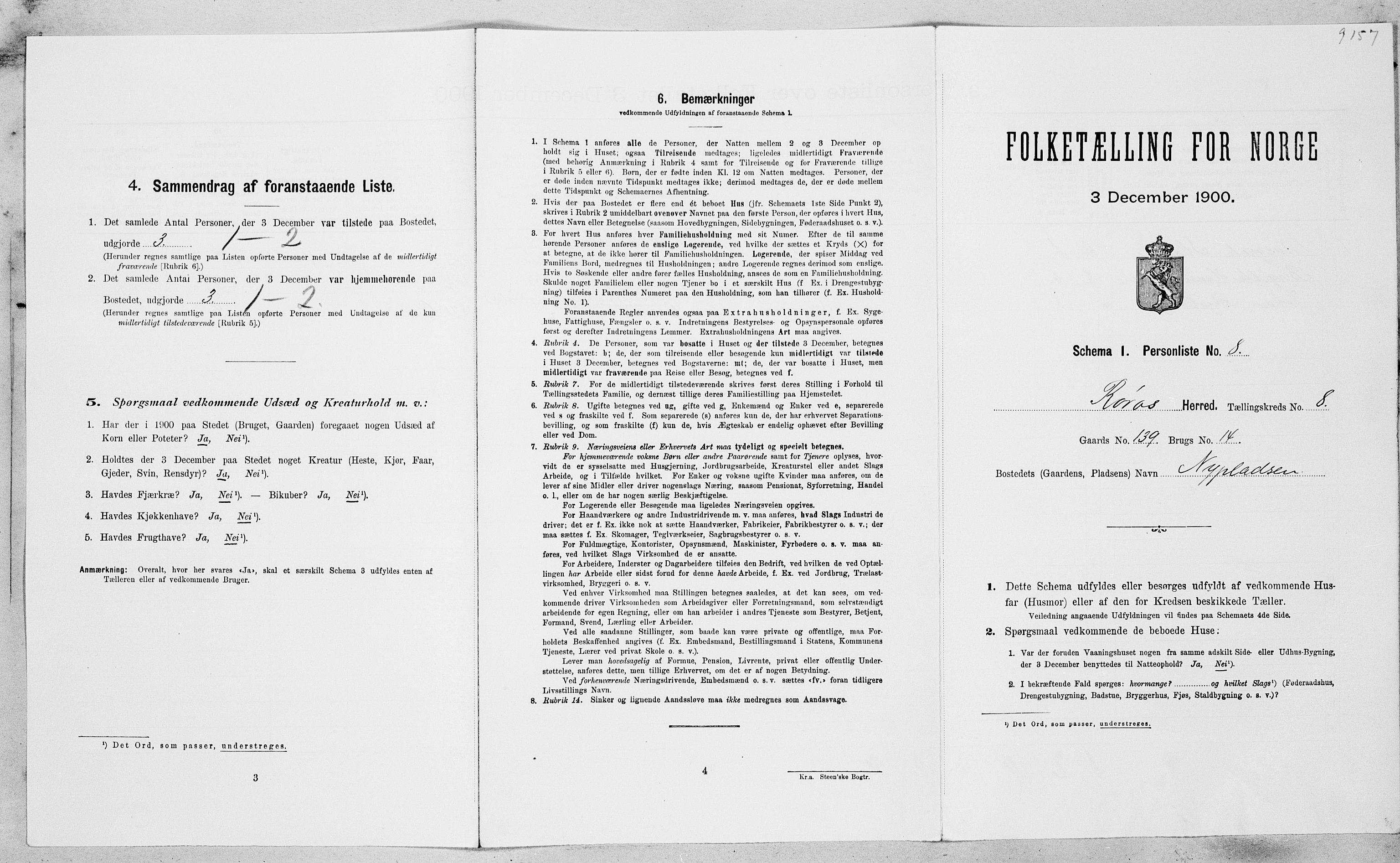 SAT, Folketelling 1900 for 1640 Røros herred, 1900, s. 912
