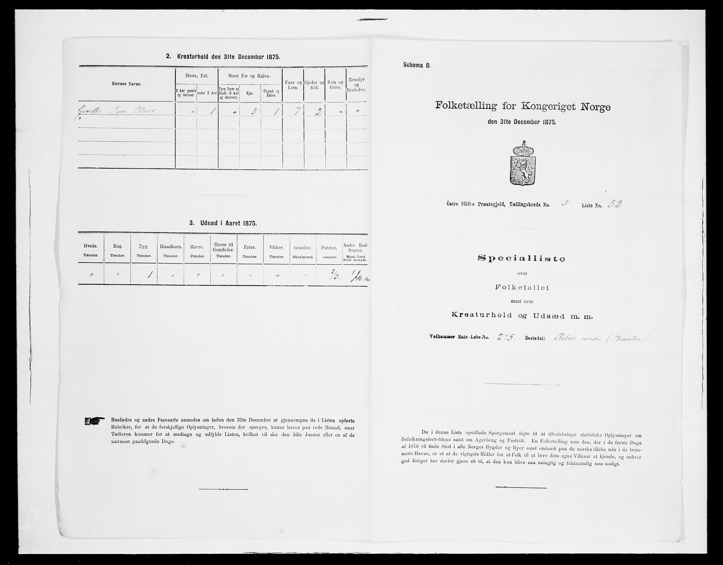 SAH, Folketelling 1875 for 0544P Øystre Slidre prestegjeld, 1875, s. 437