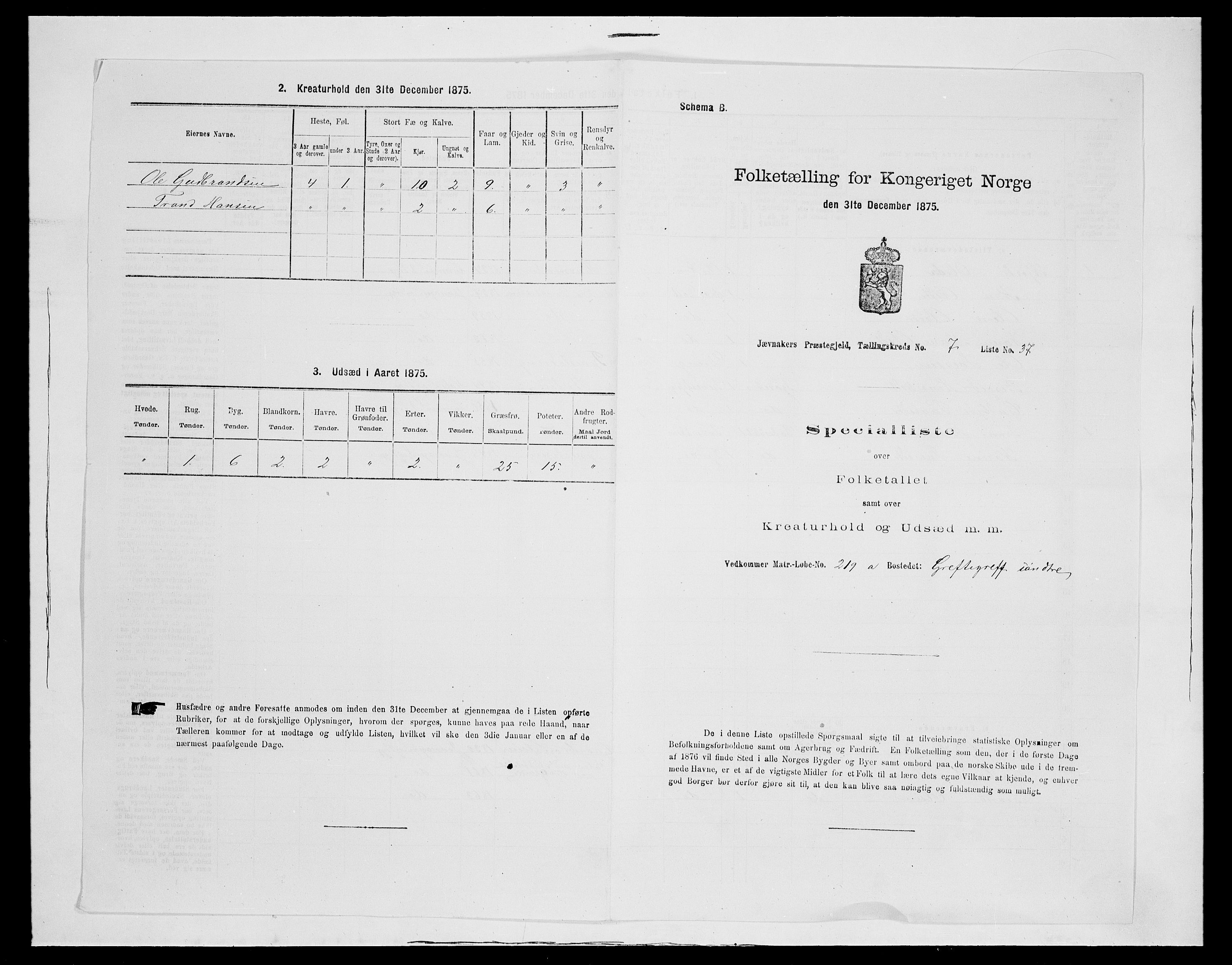 SAH, Folketelling 1875 for 0532P Jevnaker prestegjeld, 1875, s. 1230
