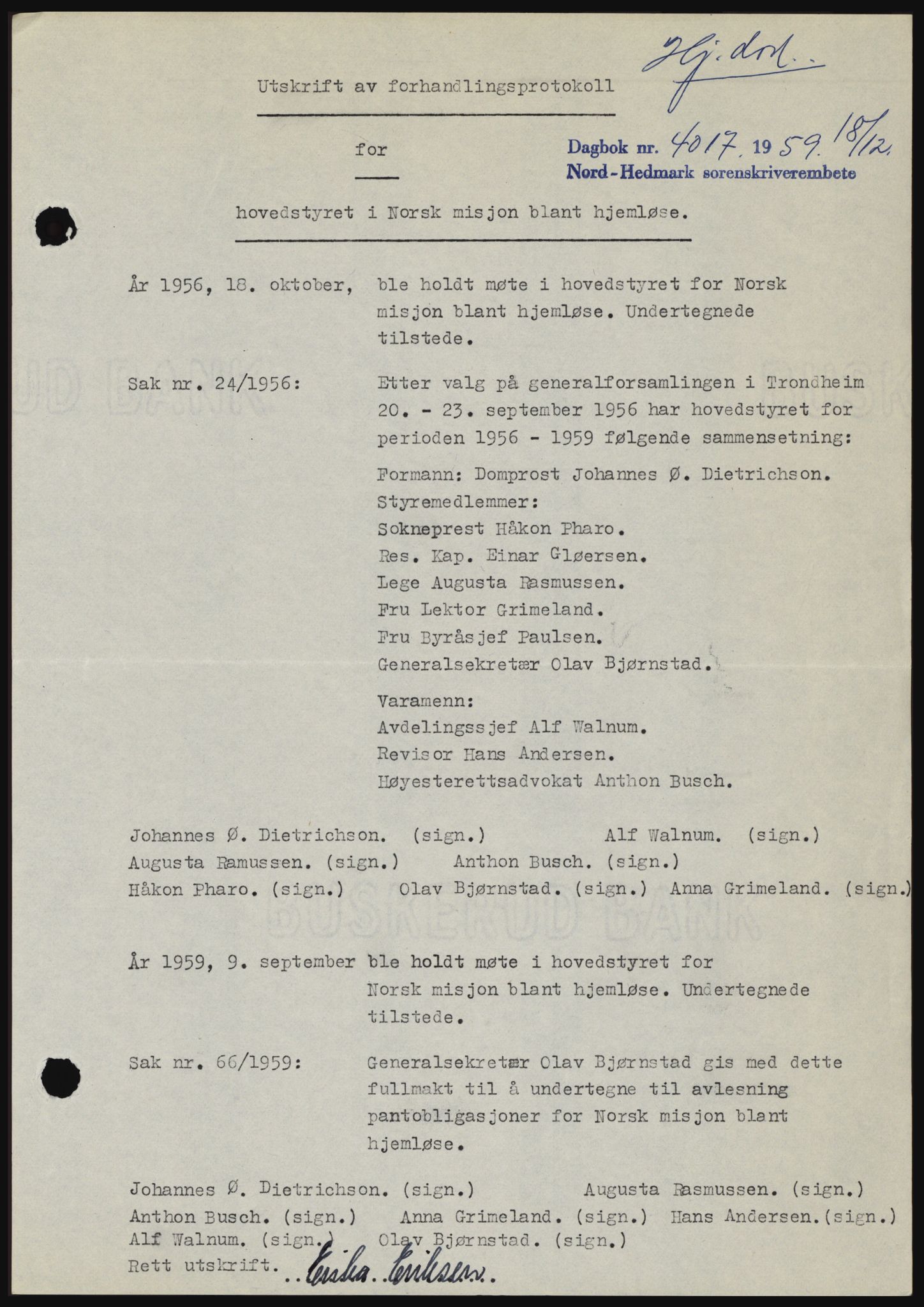 Nord-Hedmark sorenskriveri, SAH/TING-012/H/Hc/L0013: Pantebok nr. 13, 1959-1960, Dagboknr: 4017/1959