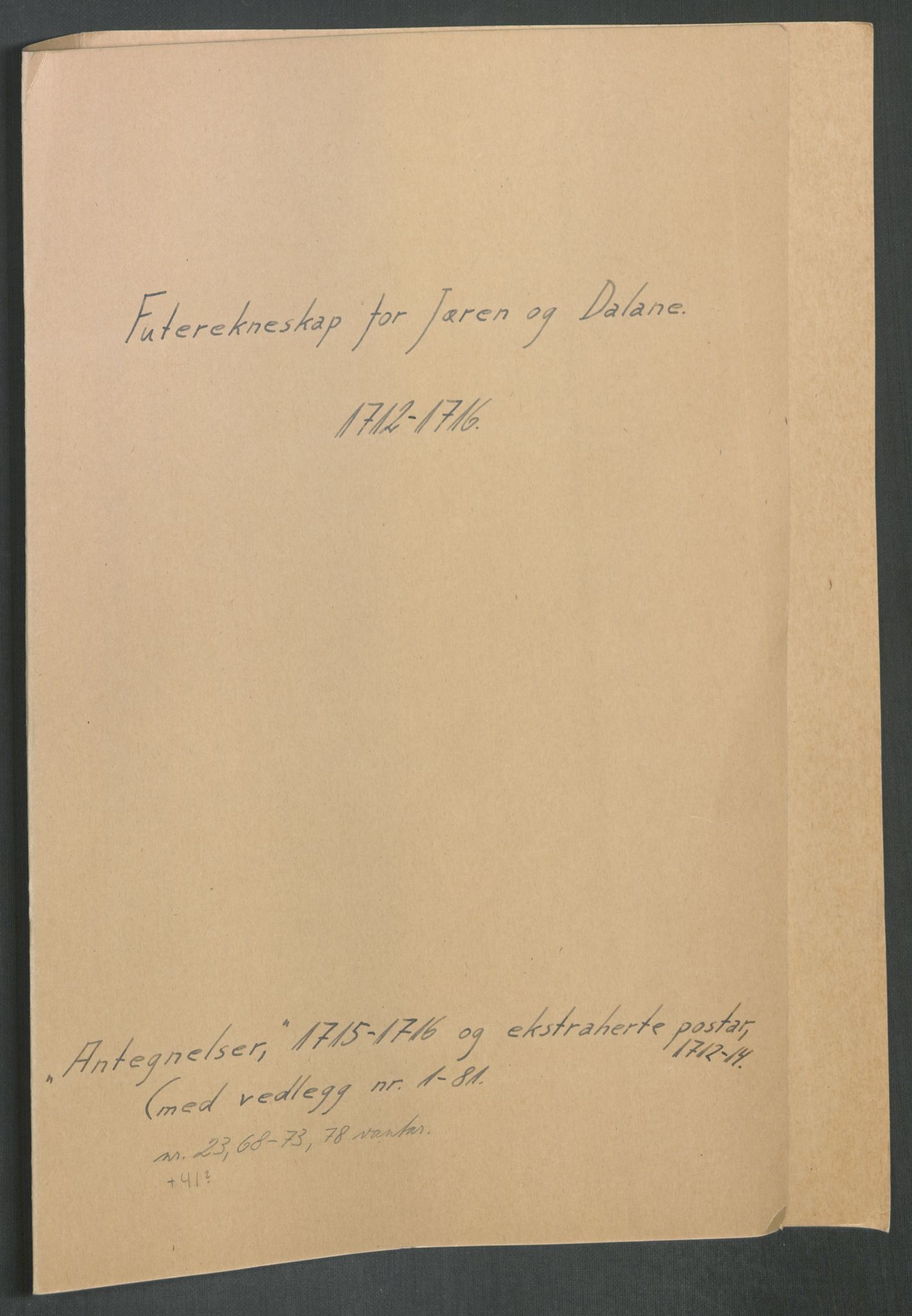 Rentekammeret inntil 1814, Reviderte regnskaper, Fogderegnskap, RA/EA-4092/R46/L2741: Fogderegnskap Jæren og Dalane, 1716, s. 2