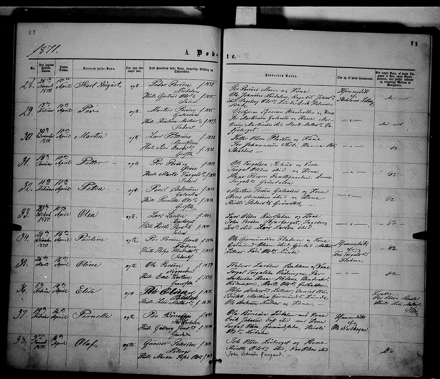 Trysil prestekontor, AV/SAH-PREST-046/H/Ha/Haa/L0006: Ministerialbok nr. 6, 1866-1873, s. 71