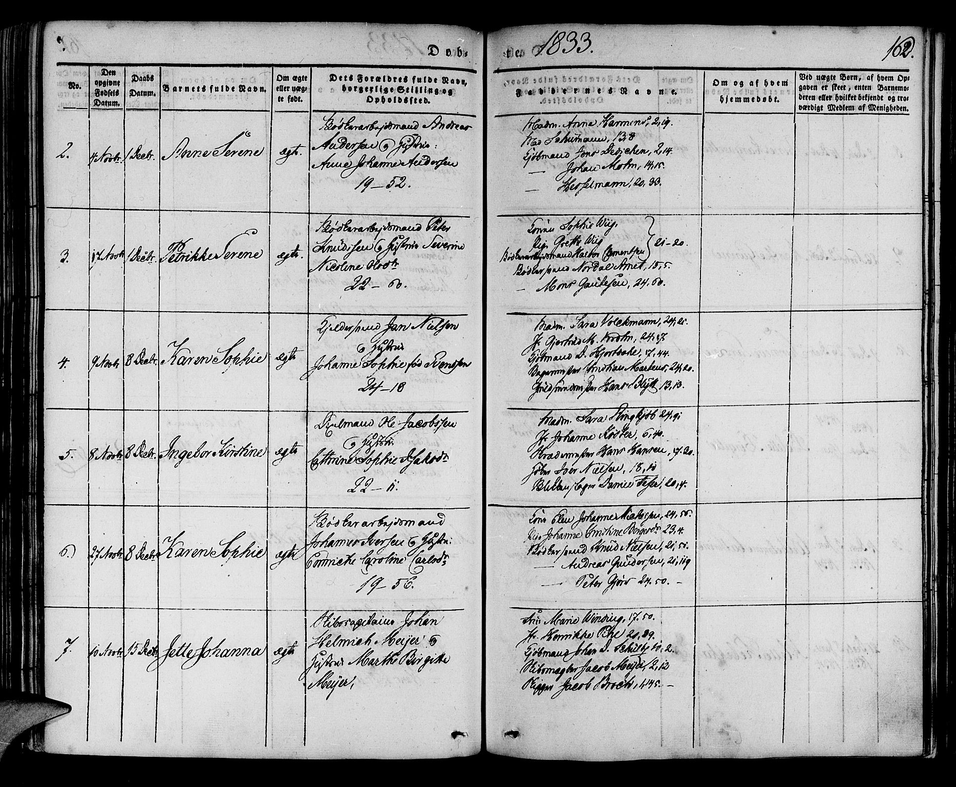 Korskirken sokneprestembete, AV/SAB-A-76101/H/Haa/L0015: Ministerialbok nr. B 1, 1833-1841, s. 162