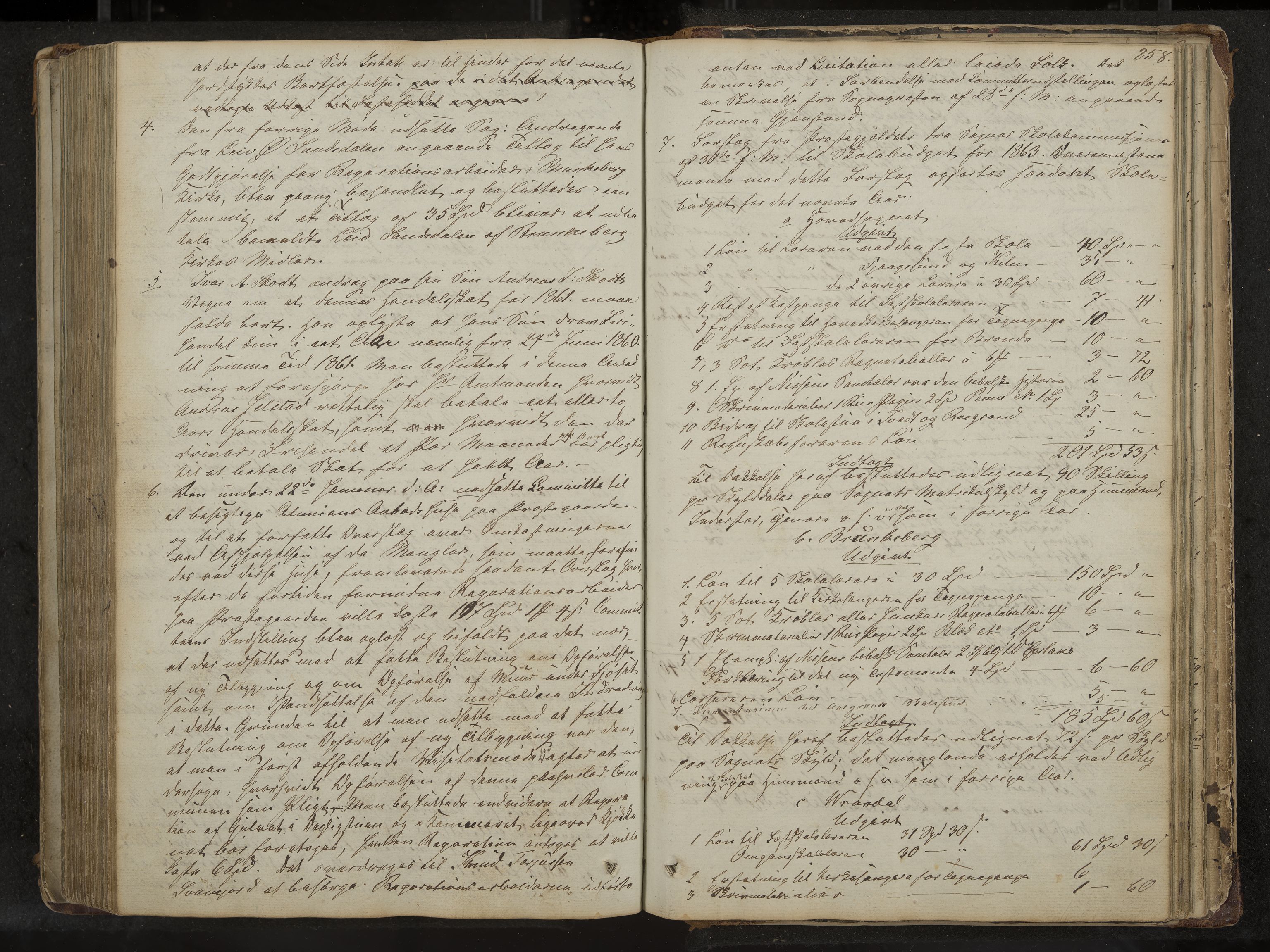 Kviteseid formannskap og sentraladministrasjon, IKAK/0829021/A/Aa/L0001: Møtebok med register, 1837-1866, s. 258