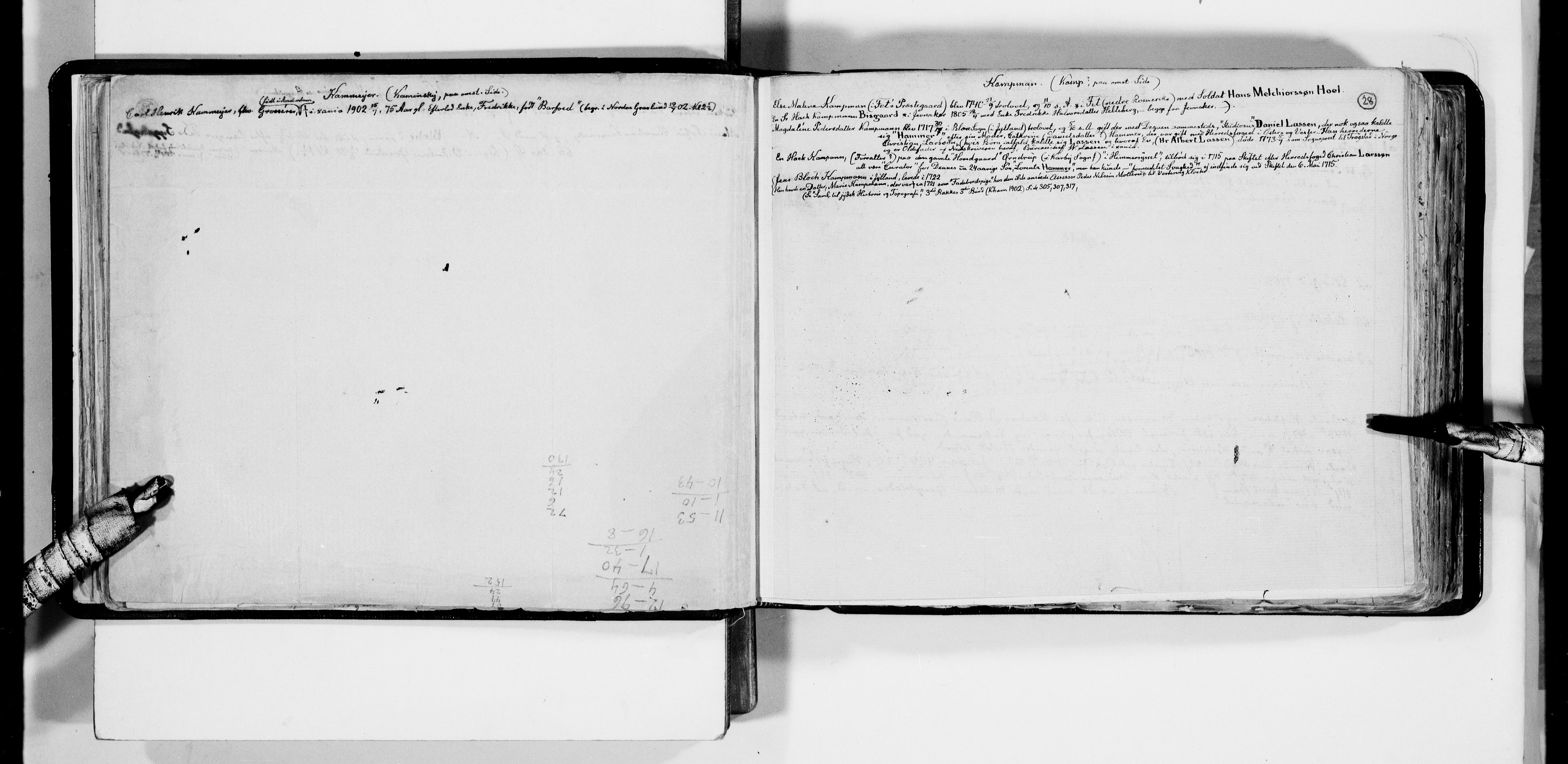Lassens samlinger, AV/RA-PA-0051/F/Fa/L0023: Personalhistoriske og genealogiske opptegnelser: Kaae - Kløvstad, 1500-1907