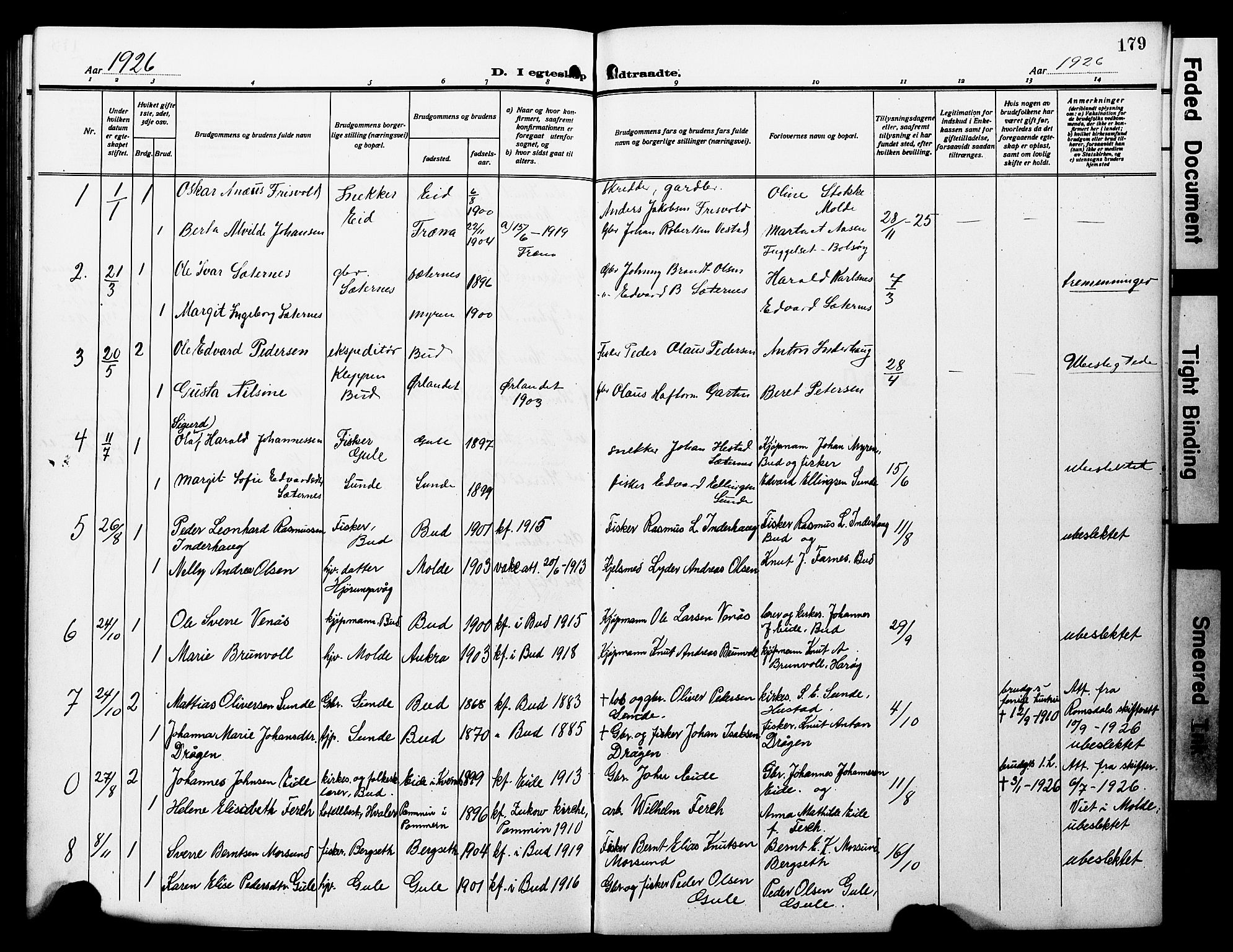 Ministerialprotokoller, klokkerbøker og fødselsregistre - Møre og Romsdal, AV/SAT-A-1454/566/L0774: Klokkerbok nr. 566C03, 1910-1929, s. 179