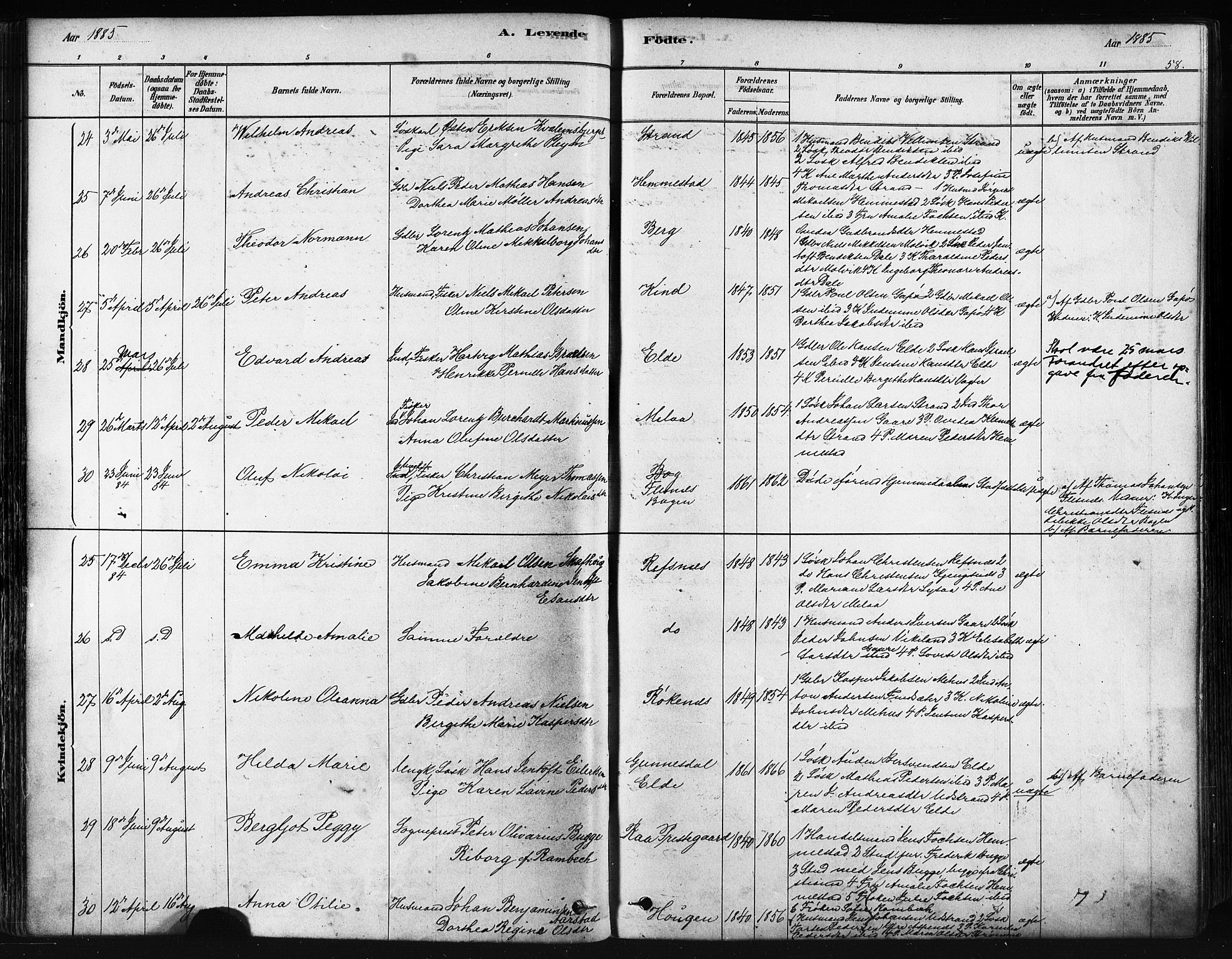 Kvæfjord sokneprestkontor, AV/SATØ-S-1323/G/Ga/Gaa/L0005kirke: Ministerialbok nr. 5, 1878-1894, s. 58