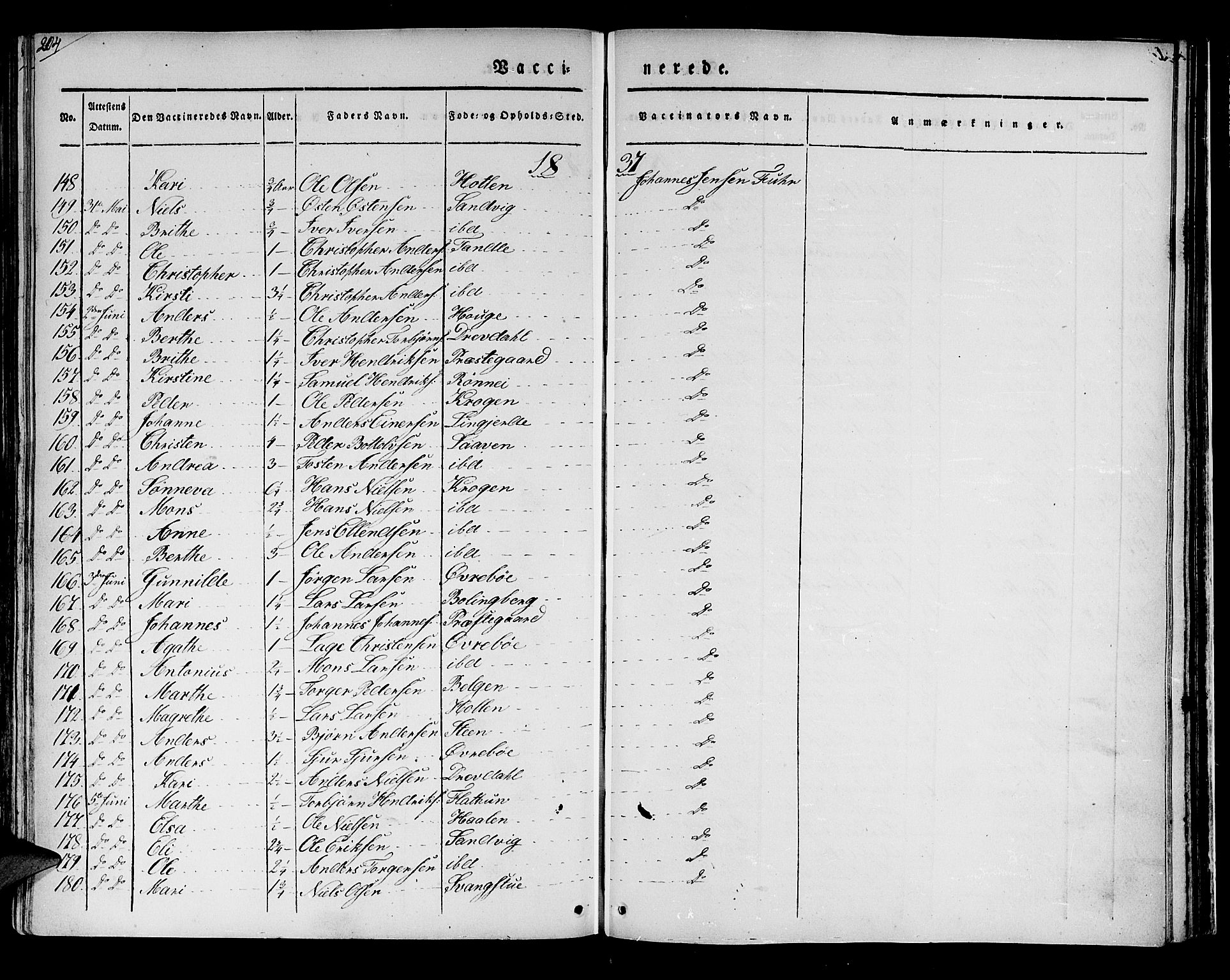 Luster sokneprestembete, AV/SAB-A-81101/H/Haa/Haaa/L0005: Ministerialbok nr. A 5, 1831-1841, s. 204