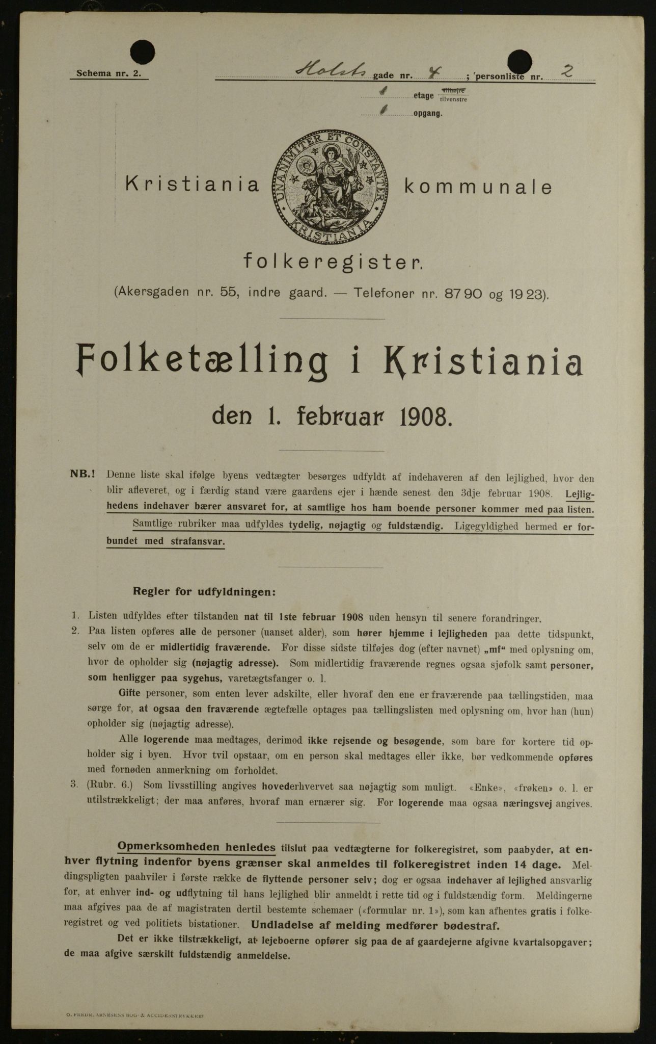 OBA, Kommunal folketelling 1.2.1908 for Kristiania kjøpstad, 1908, s. 36855