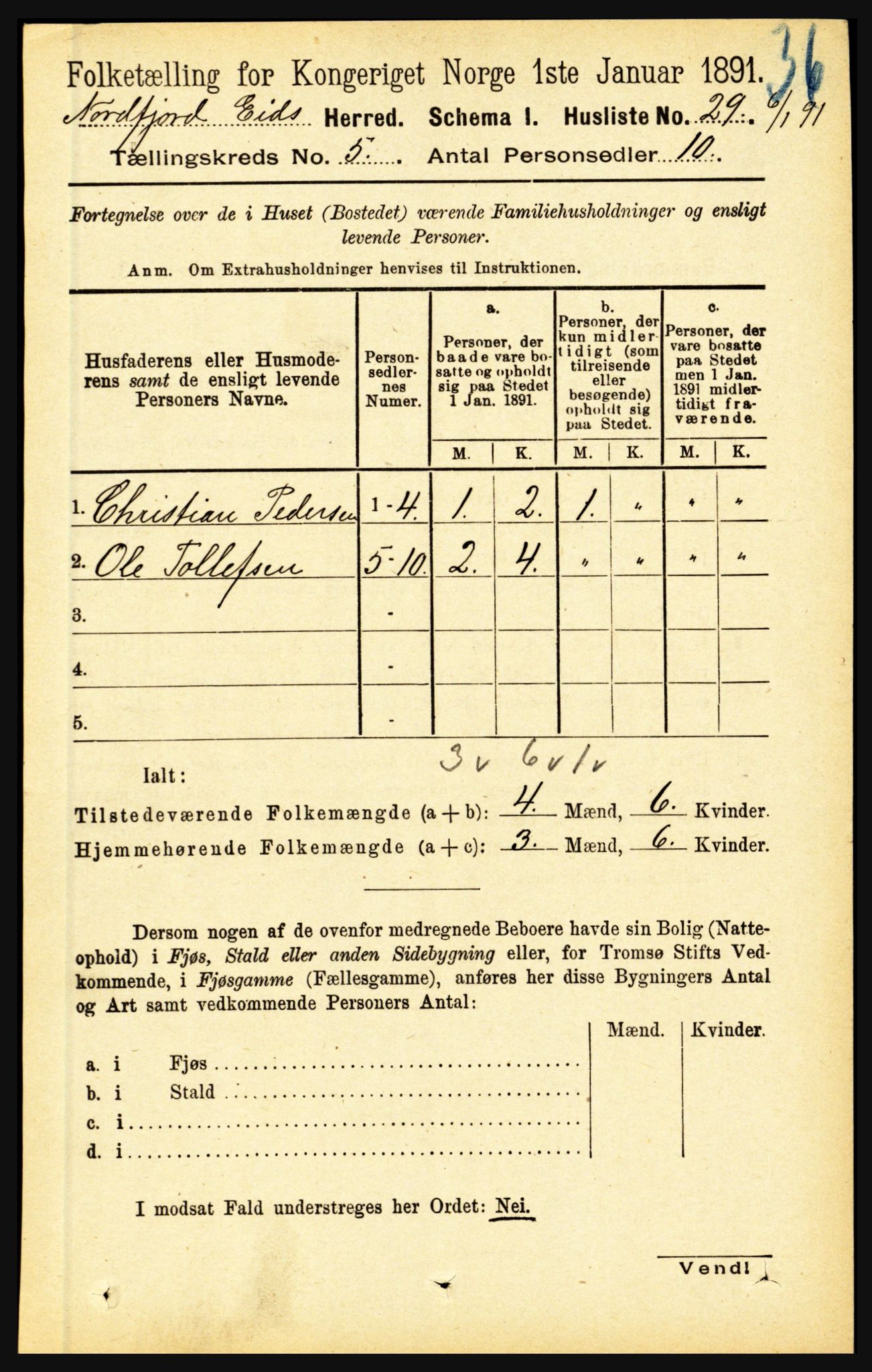 RA, Folketelling 1891 for 1443 Eid herred, 1891, s. 1134