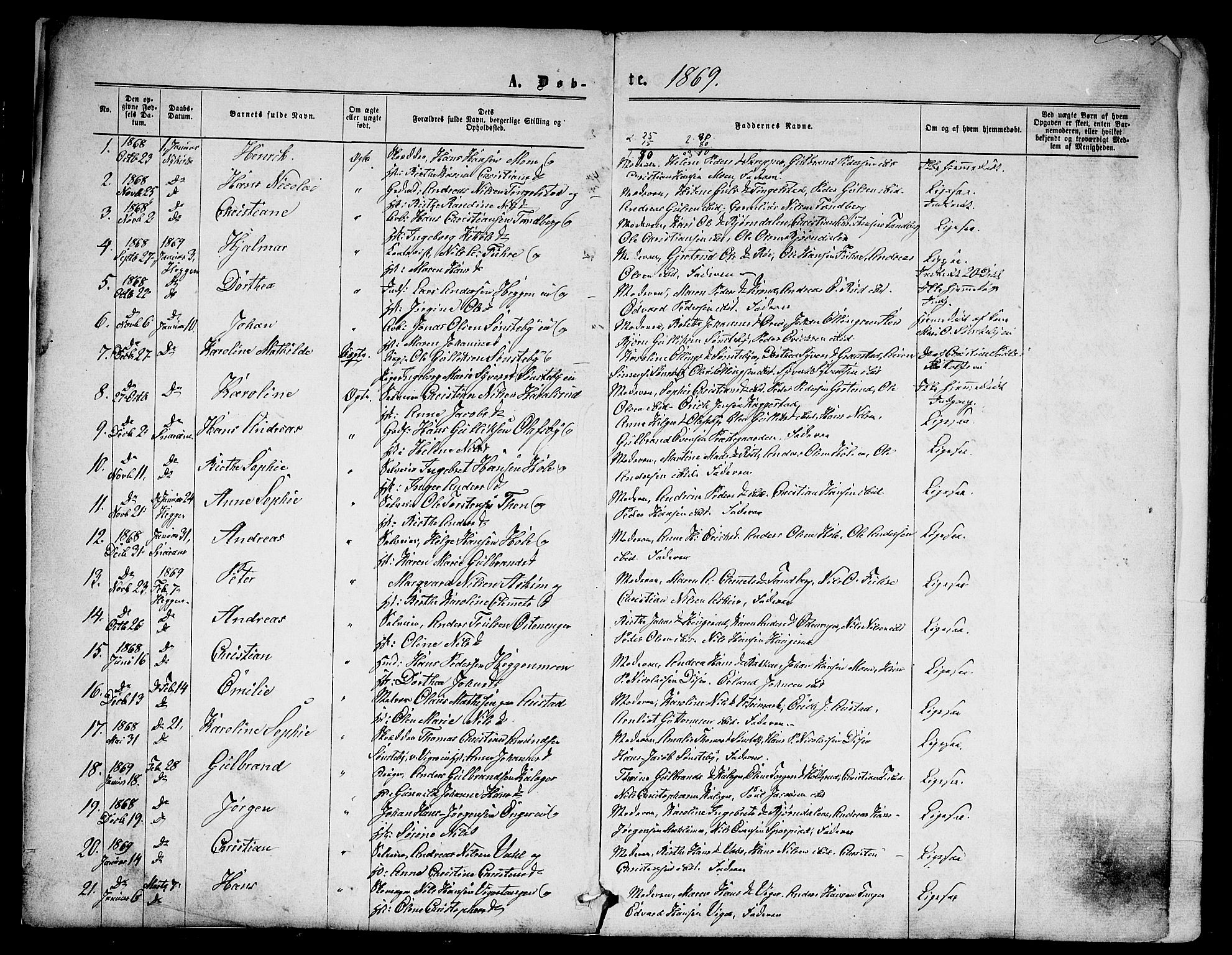 Modum kirkebøker, AV/SAKO-A-234/G/Ga/L0007: Klokkerbok nr. I 7, 1869-1878, s. 1