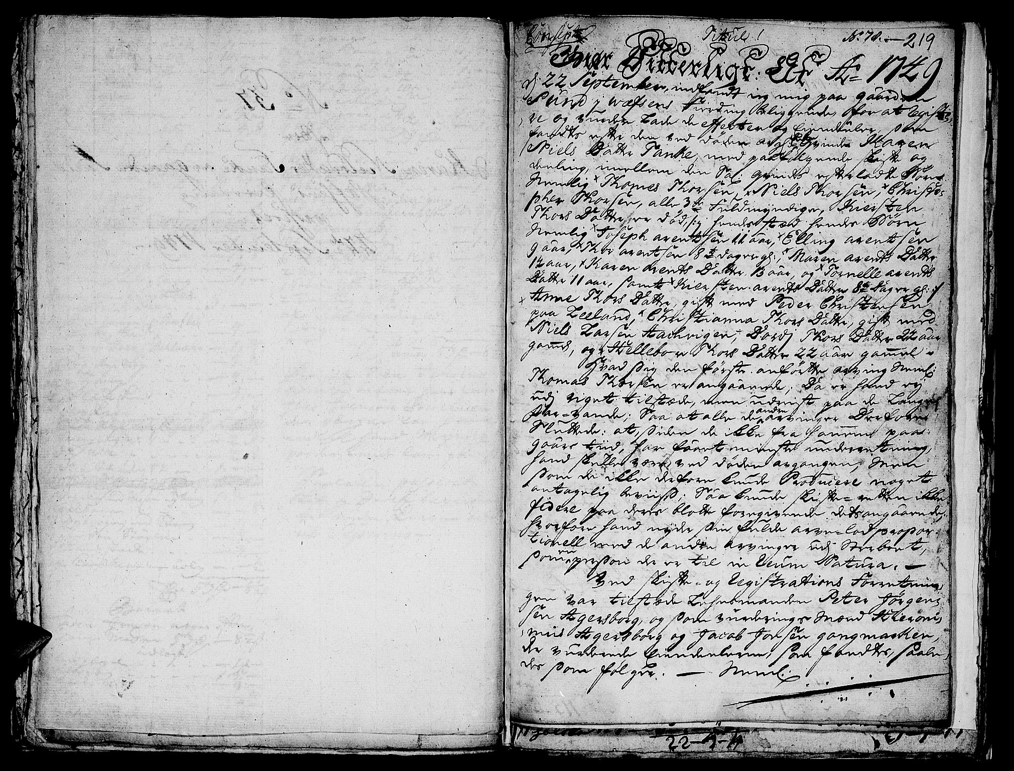 Helgeland sorenskriveri, AV/SAT-A-0004/3/3A/L0016: Konseptprotokoll 1, 1748-1749, s. 218b-219a