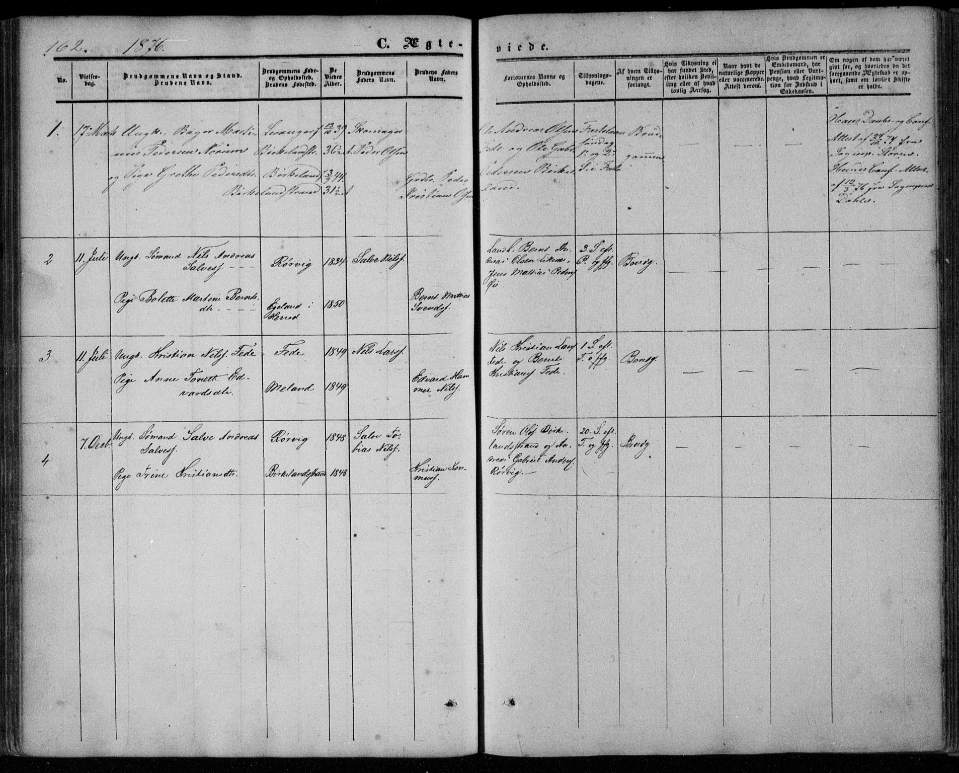 Kvinesdal sokneprestkontor, AV/SAK-1111-0026/F/Fa/Faa/L0002: Ministerialbok nr. A 2, 1850-1876, s. 162