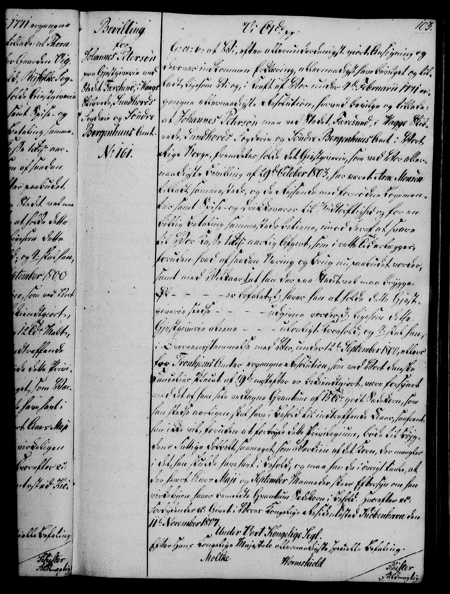 Rentekammeret, Kammerkanselliet, RA/EA-3111/G/Gg/Gga/L0019: Norsk ekspedisjonsprotokoll med register (merket RK 53.19), 1807-1810, s. 103