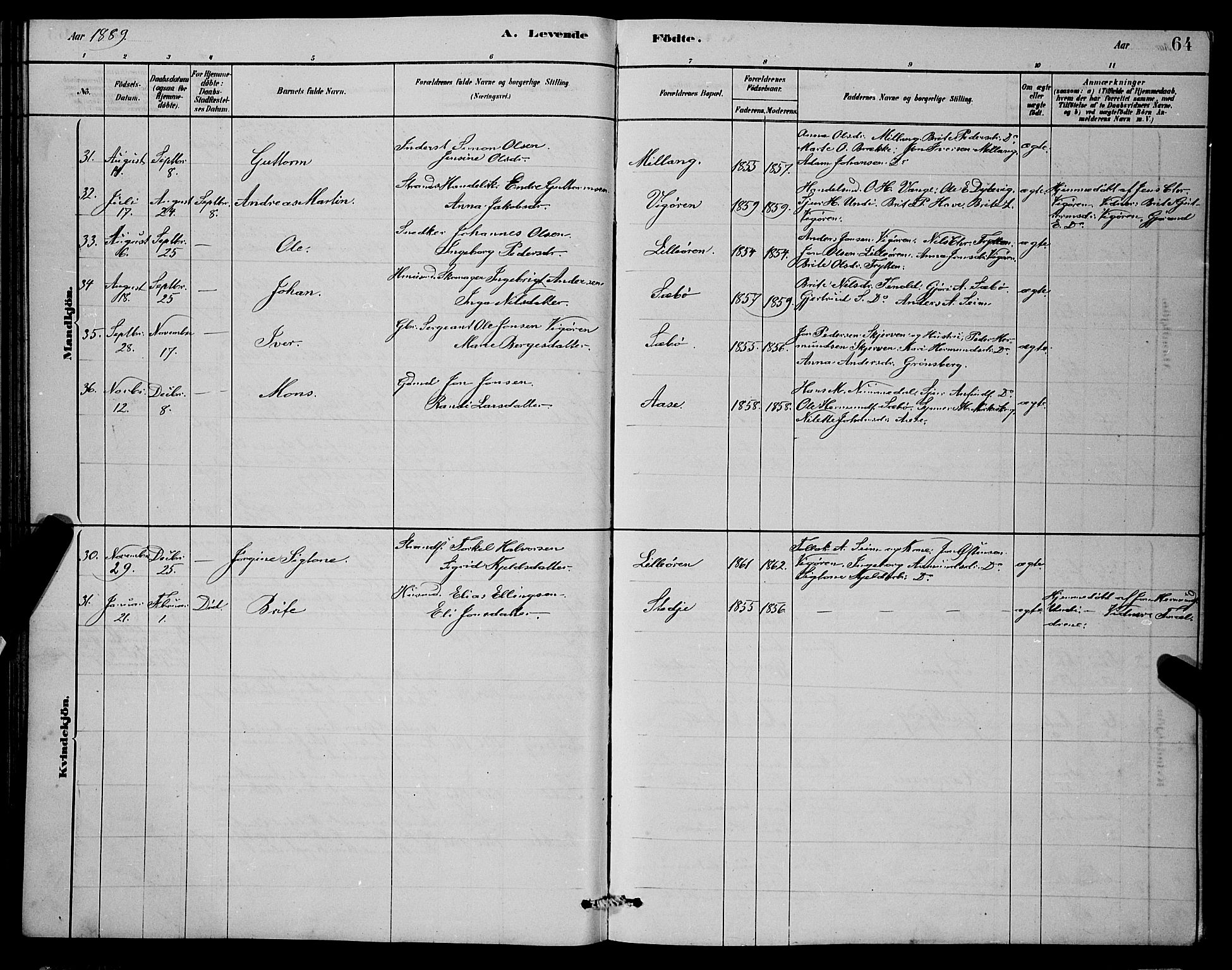 Vik sokneprestembete, AV/SAB-A-81501/H/Hab/Haba/L0003: Klokkerbok nr. A 3, 1878-1894, s. 64