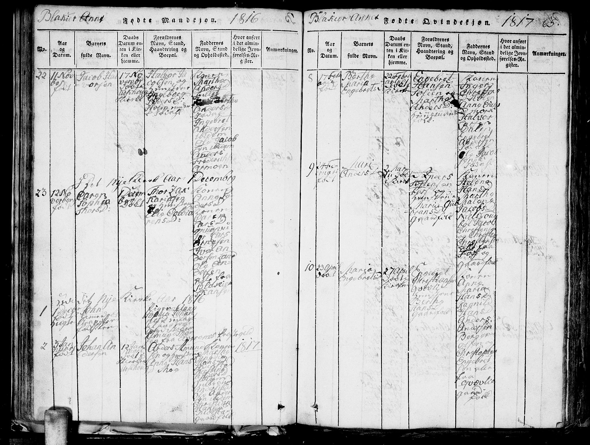 Aurskog prestekontor Kirkebøker, SAO/A-10304a/G/Ga/L0001: Klokkerbok nr. I 1, 1814-1829, s. 65